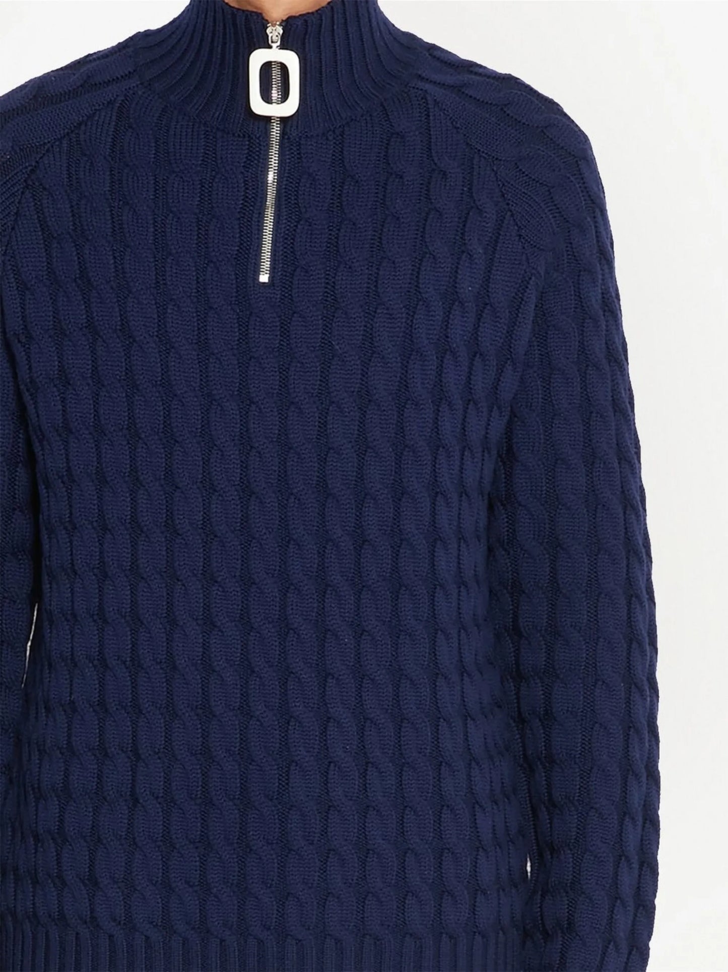 Henley cable-knit jumper
