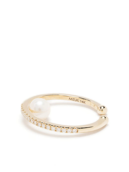 14kt yellow gold Sea of Beauty diamond and pearl ear cuff