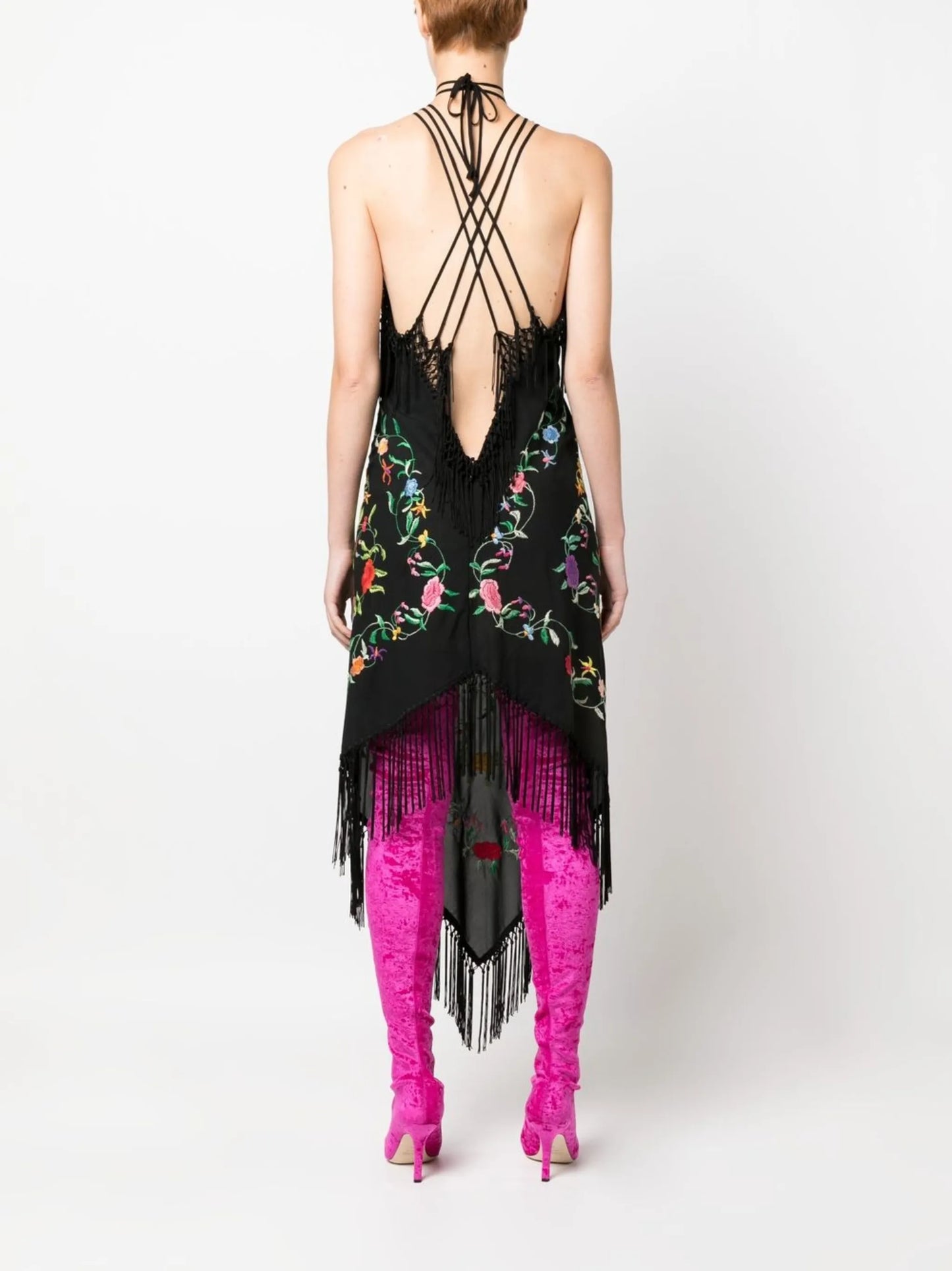 Piano-Shawl floral embroidered dress