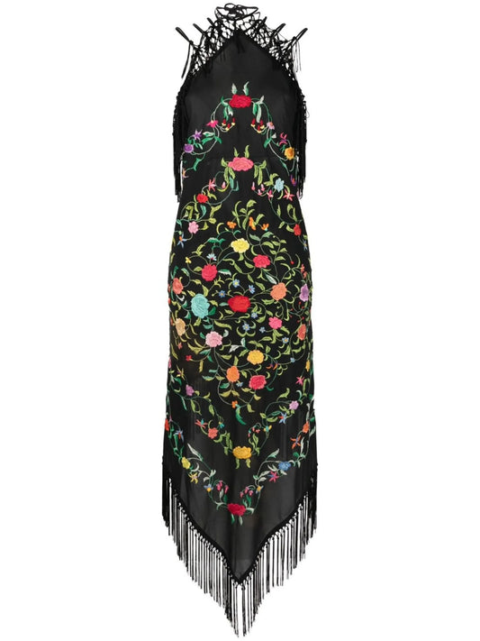 Piano-Shawl floral embroidered dress