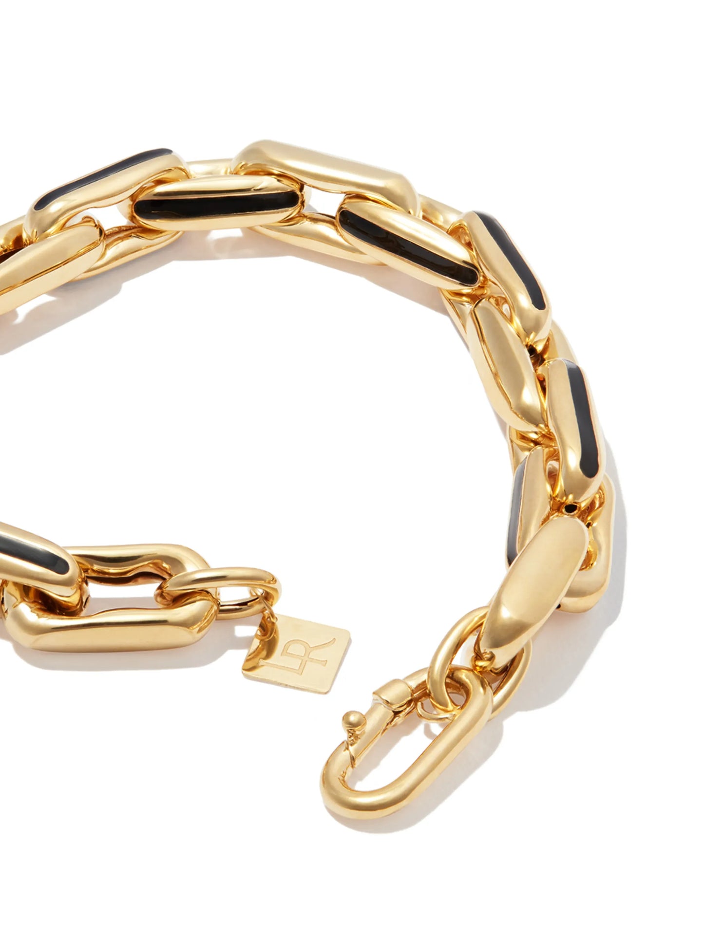14kt yellow gold enamel-detail chain-link bracelet