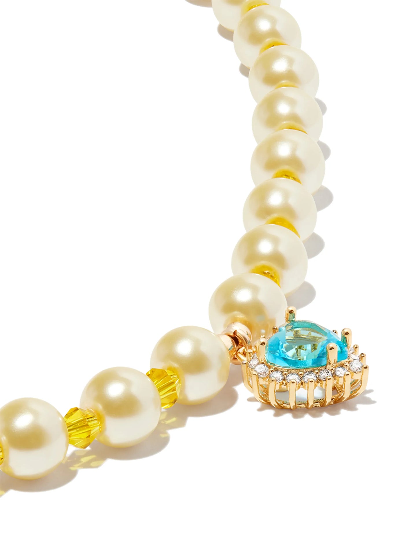 18kt yellow gold blue heart pendant pearl necklace