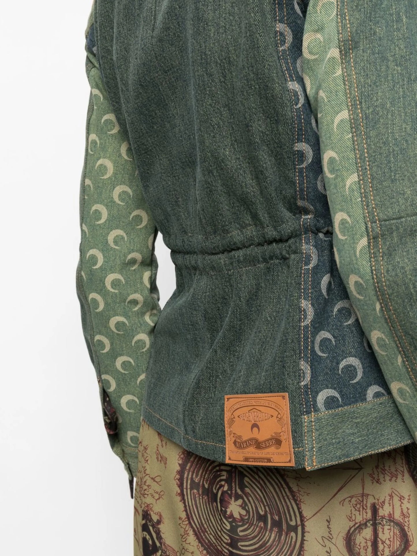 logo-print colour-block denim jacket