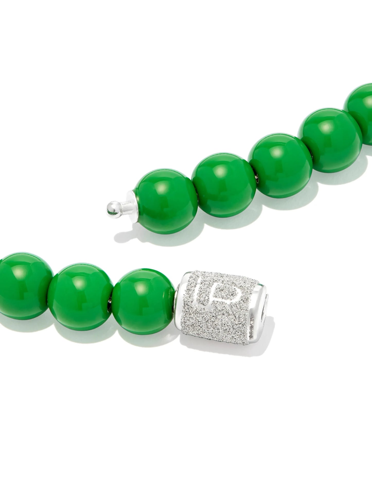sterling silver diamond beaded necklace