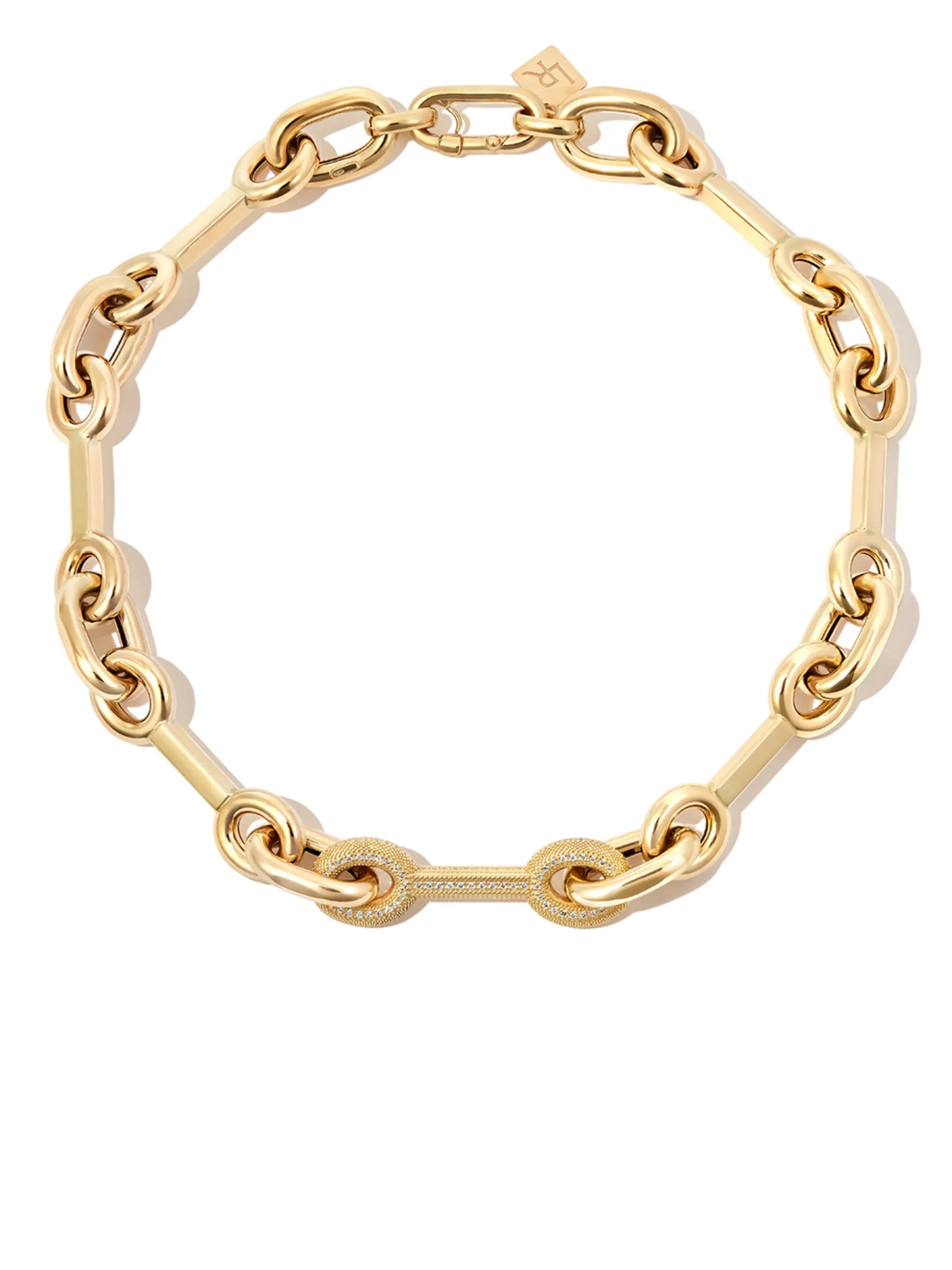 14kt yellow gold mixed-link necklace