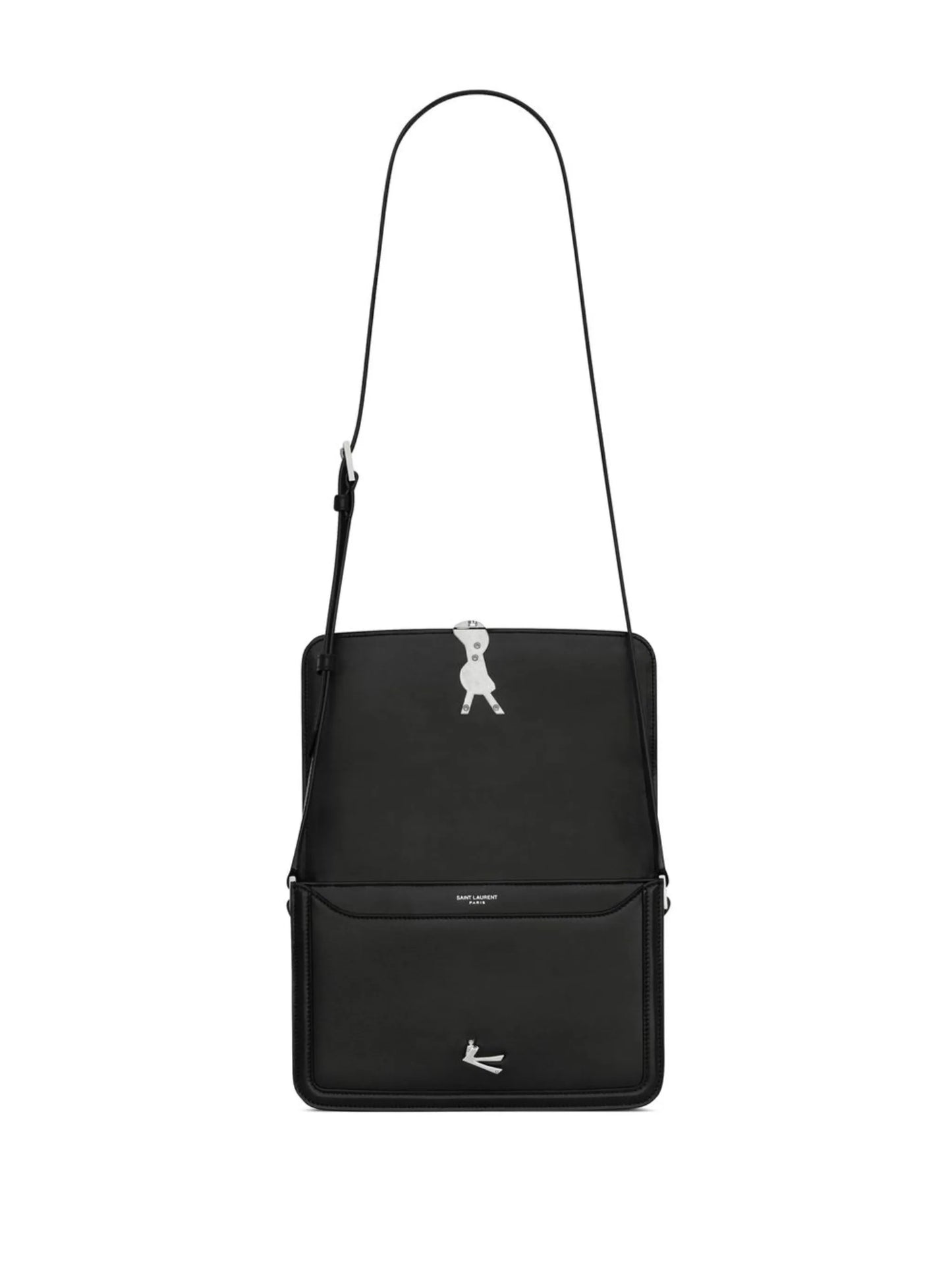 monogram-logo leather messenger bag