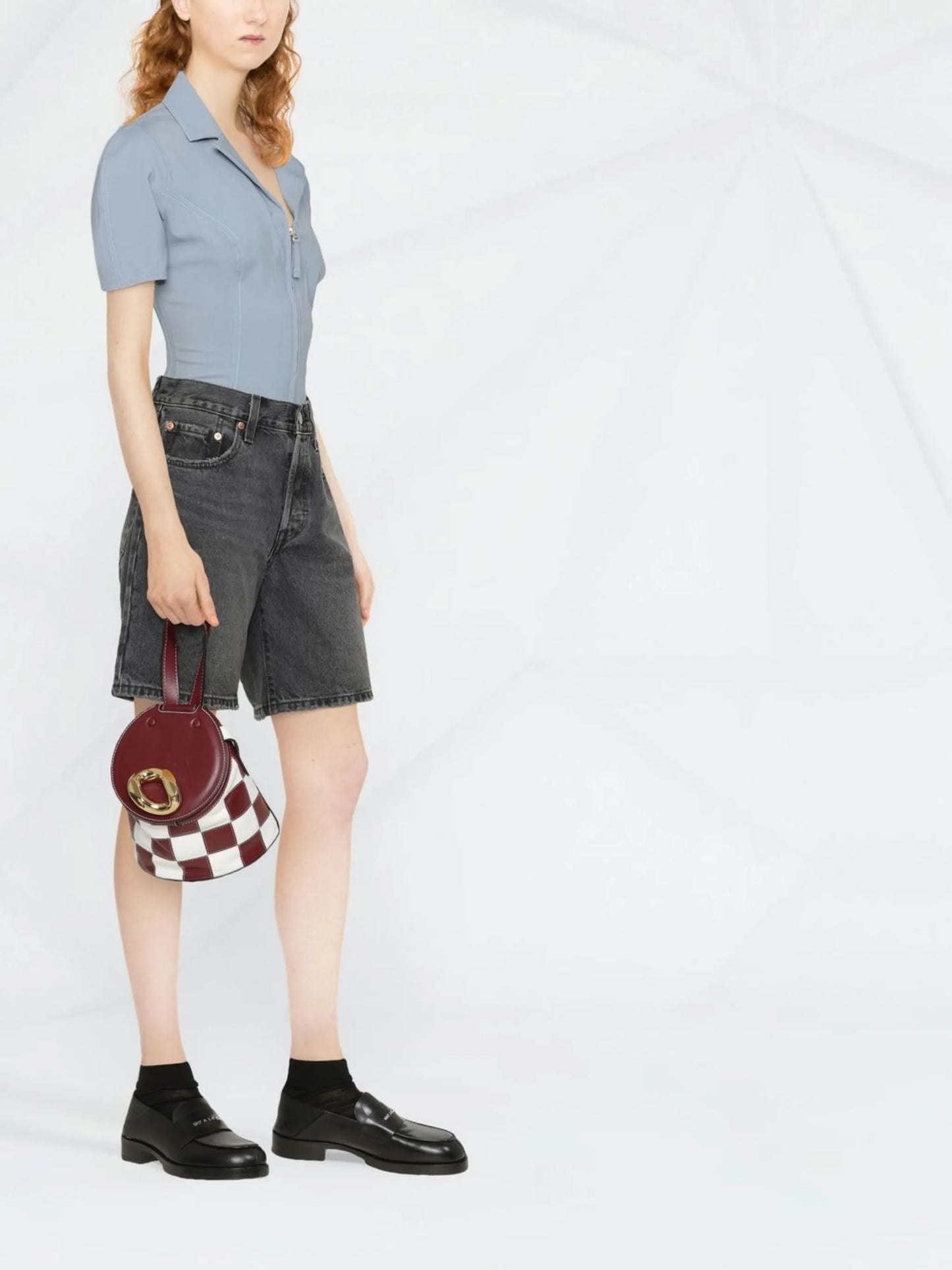 straight-leg denim shorts