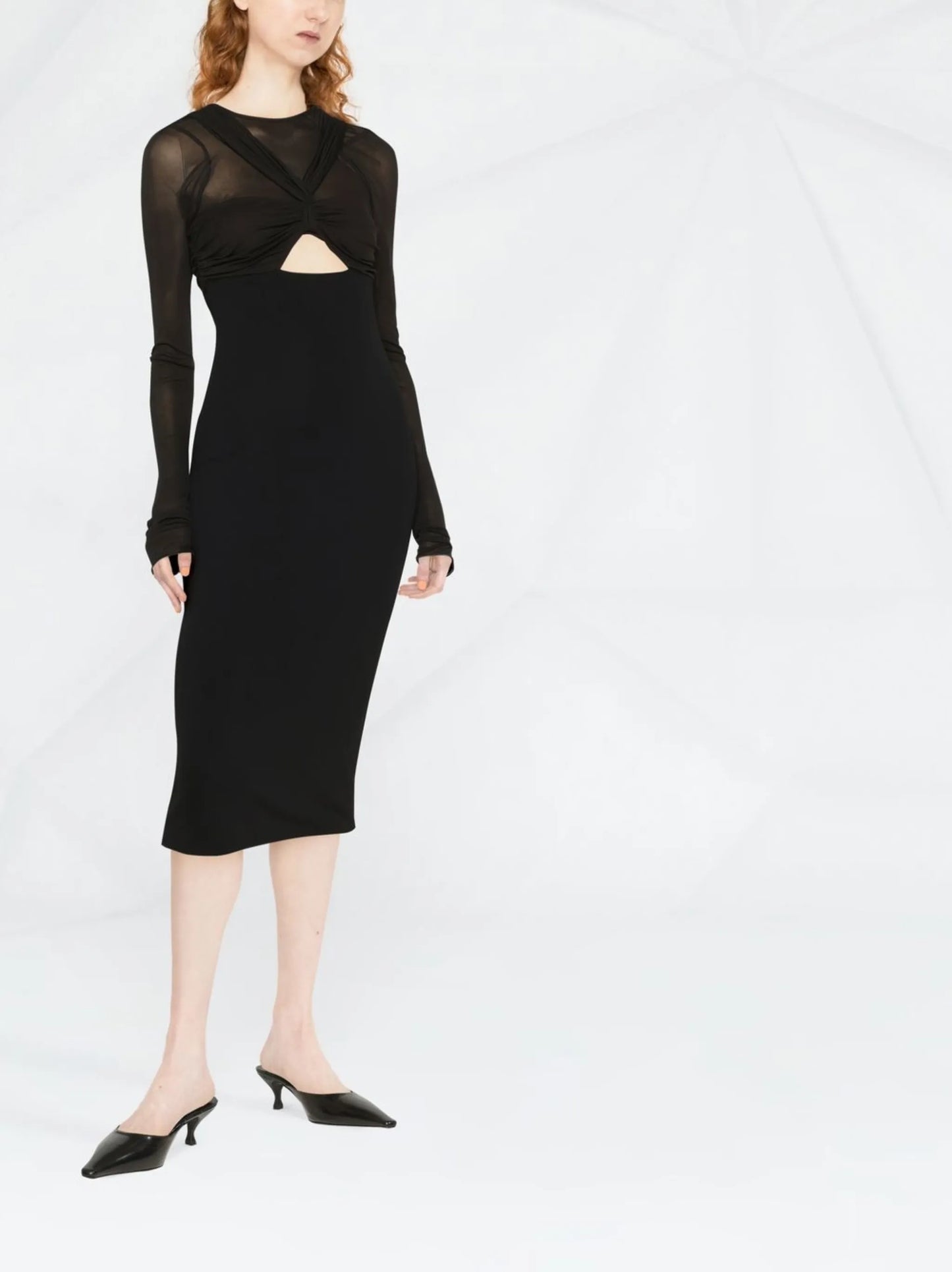 semi-sheer evening dress