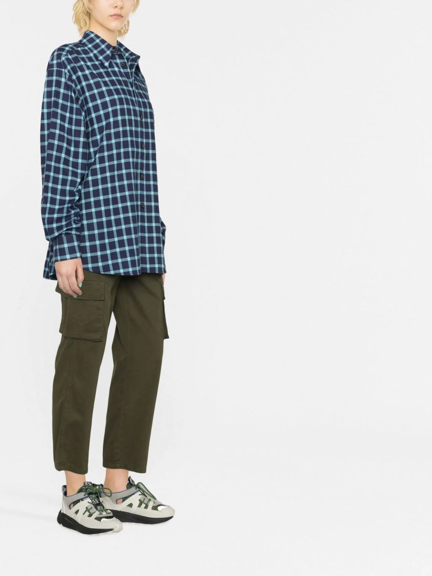 check-print oversized shirt