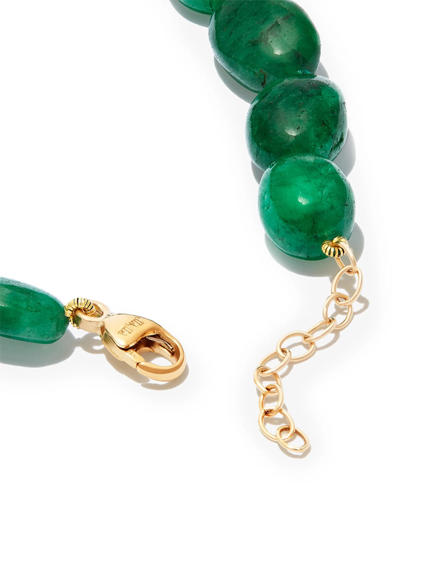 14kt yellow gold emerald oval beaded bracelet