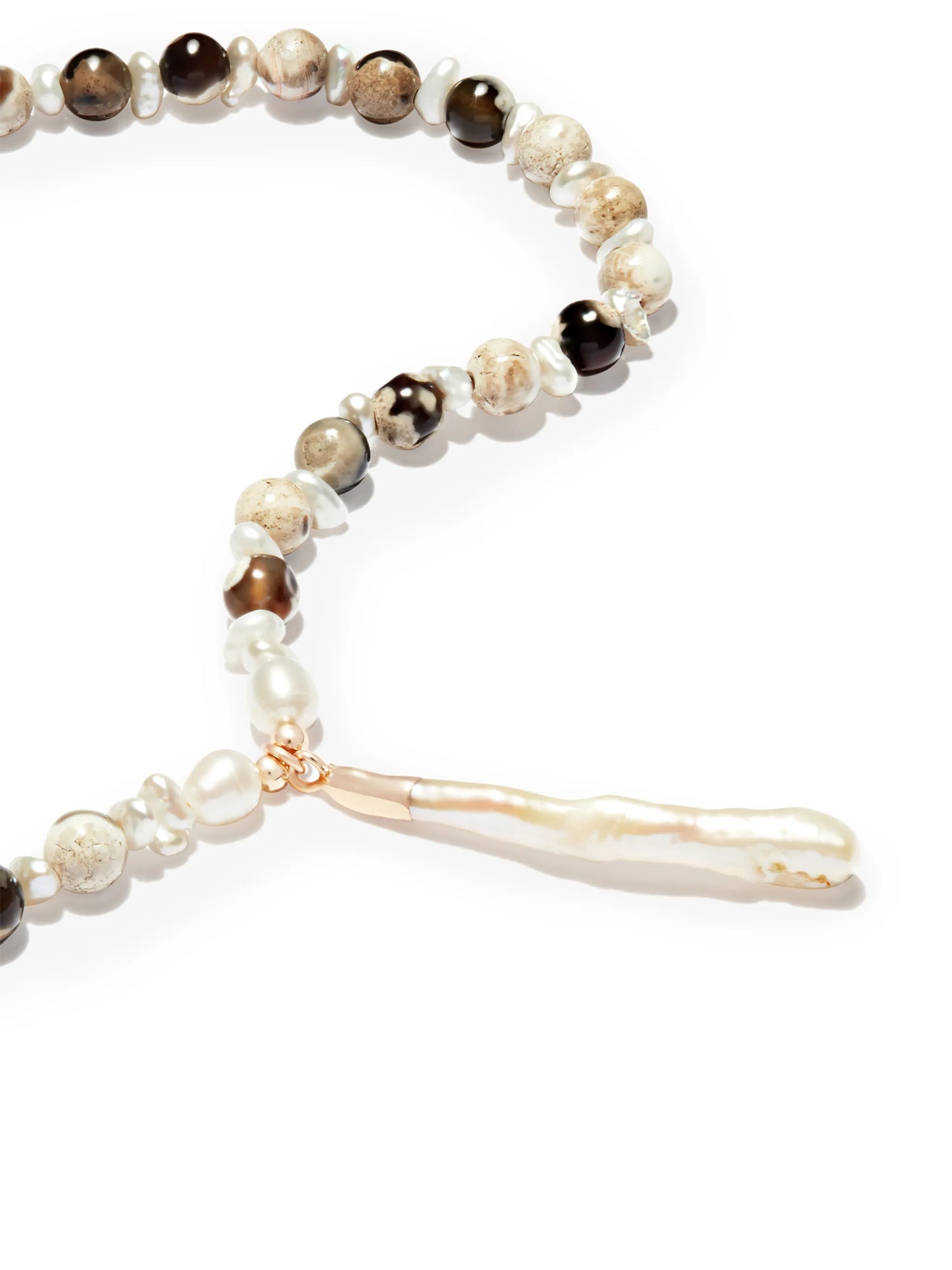 pearl-pendant beaded necklace