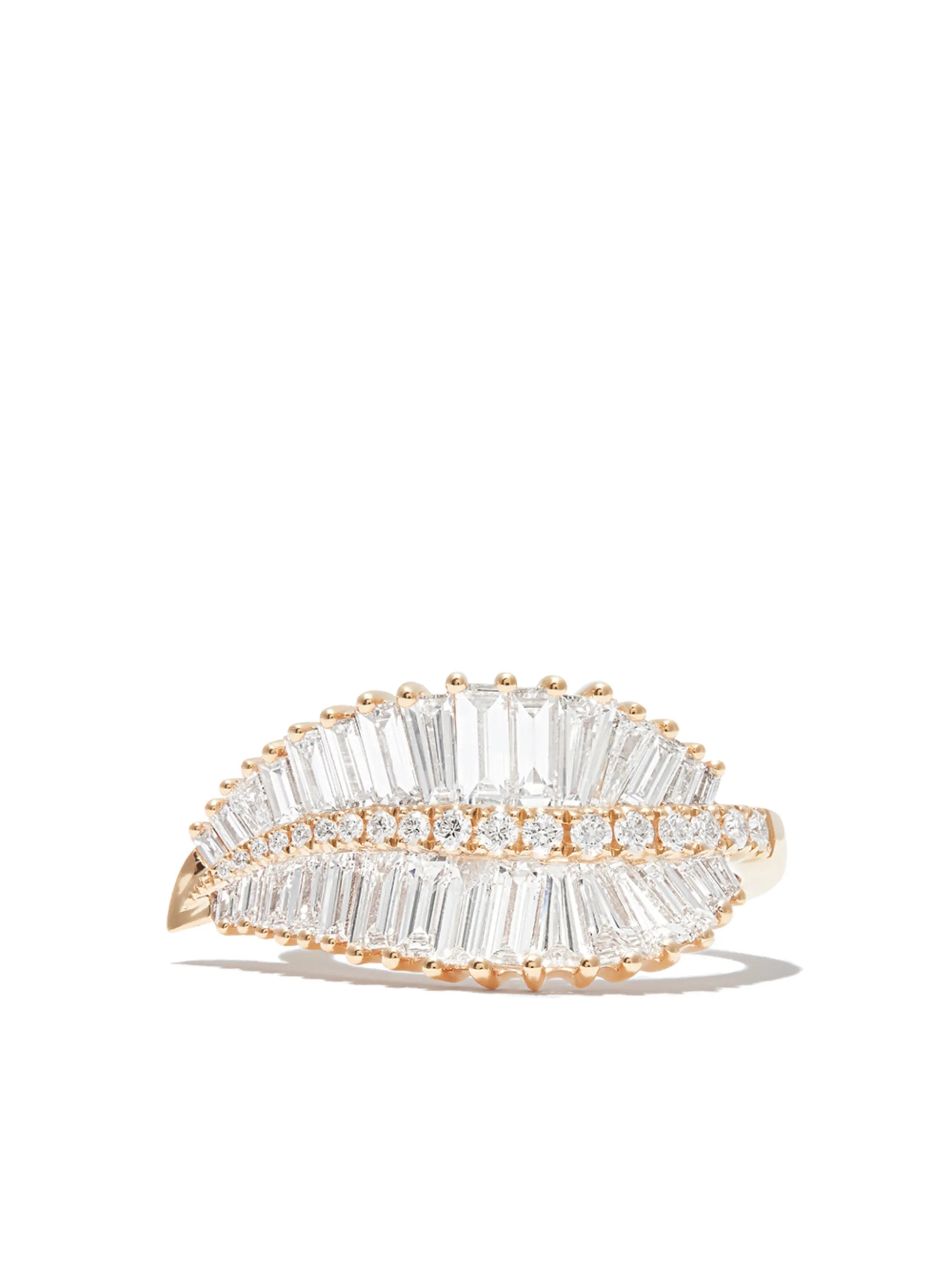 18kt yellow gold Palm Leaf diamond ring