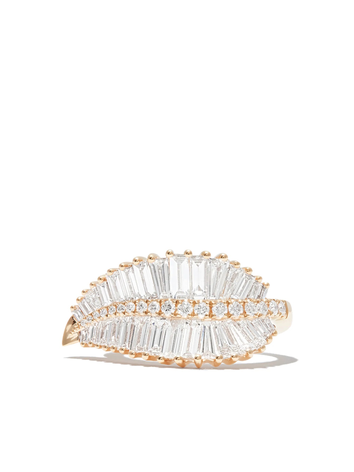 18kt yellow gold Palm Leaf diamond ring