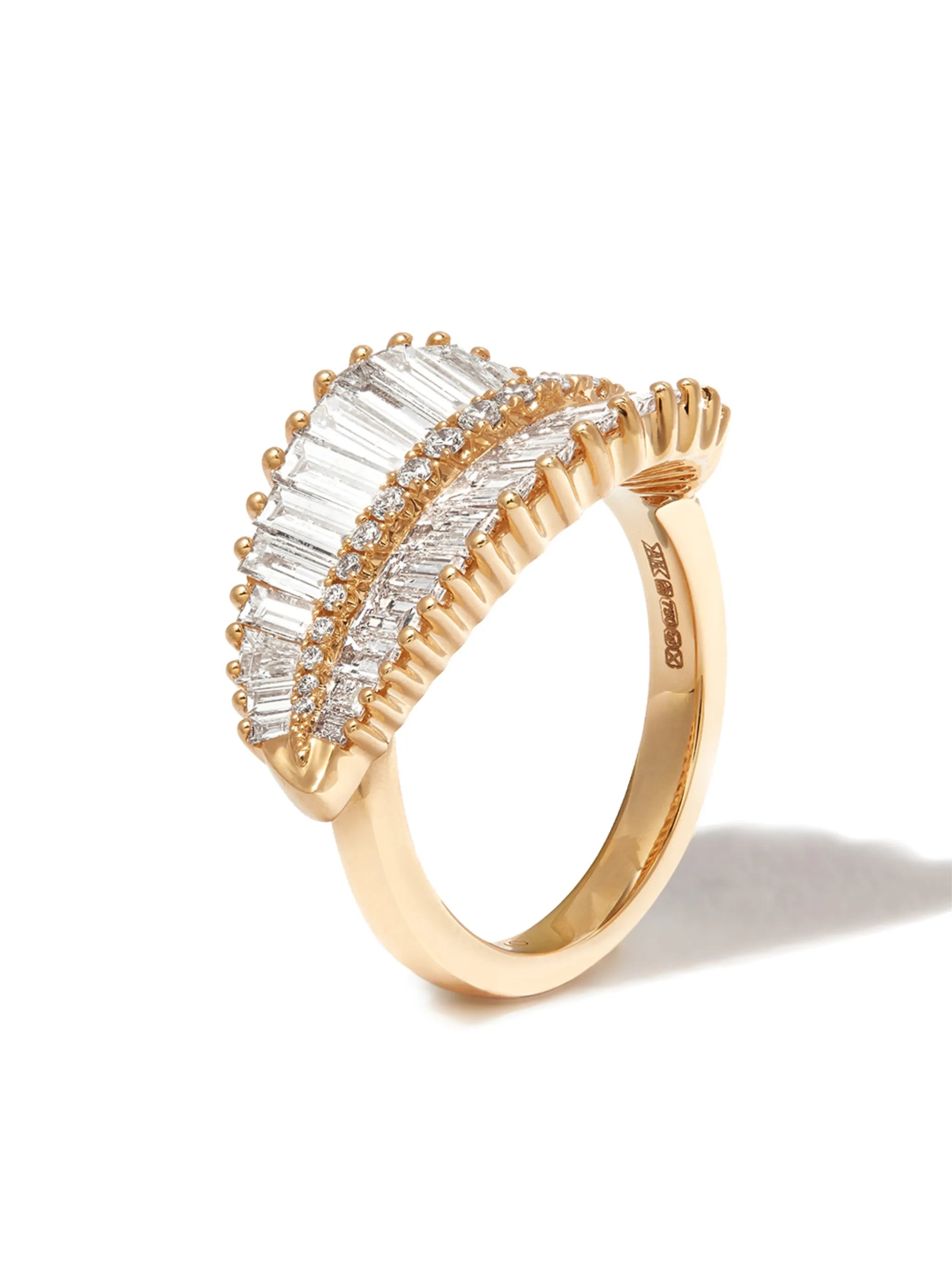 18kt yellow gold Palm Leaf diamond ring