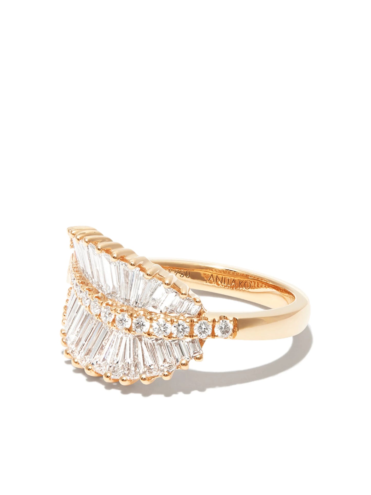 18kt yellow gold Palm Leaf diamond ring