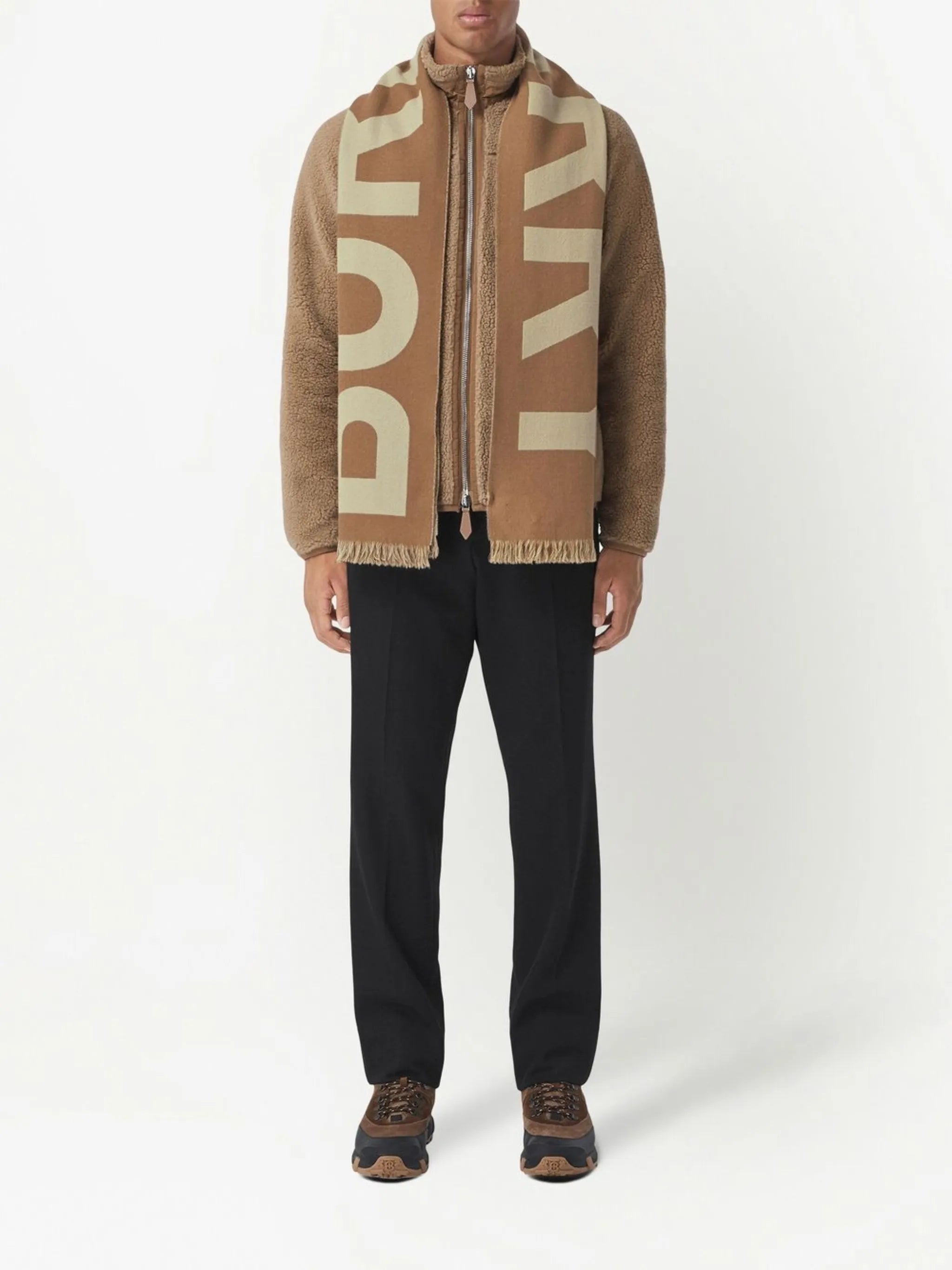 logo wool jacquard scarf