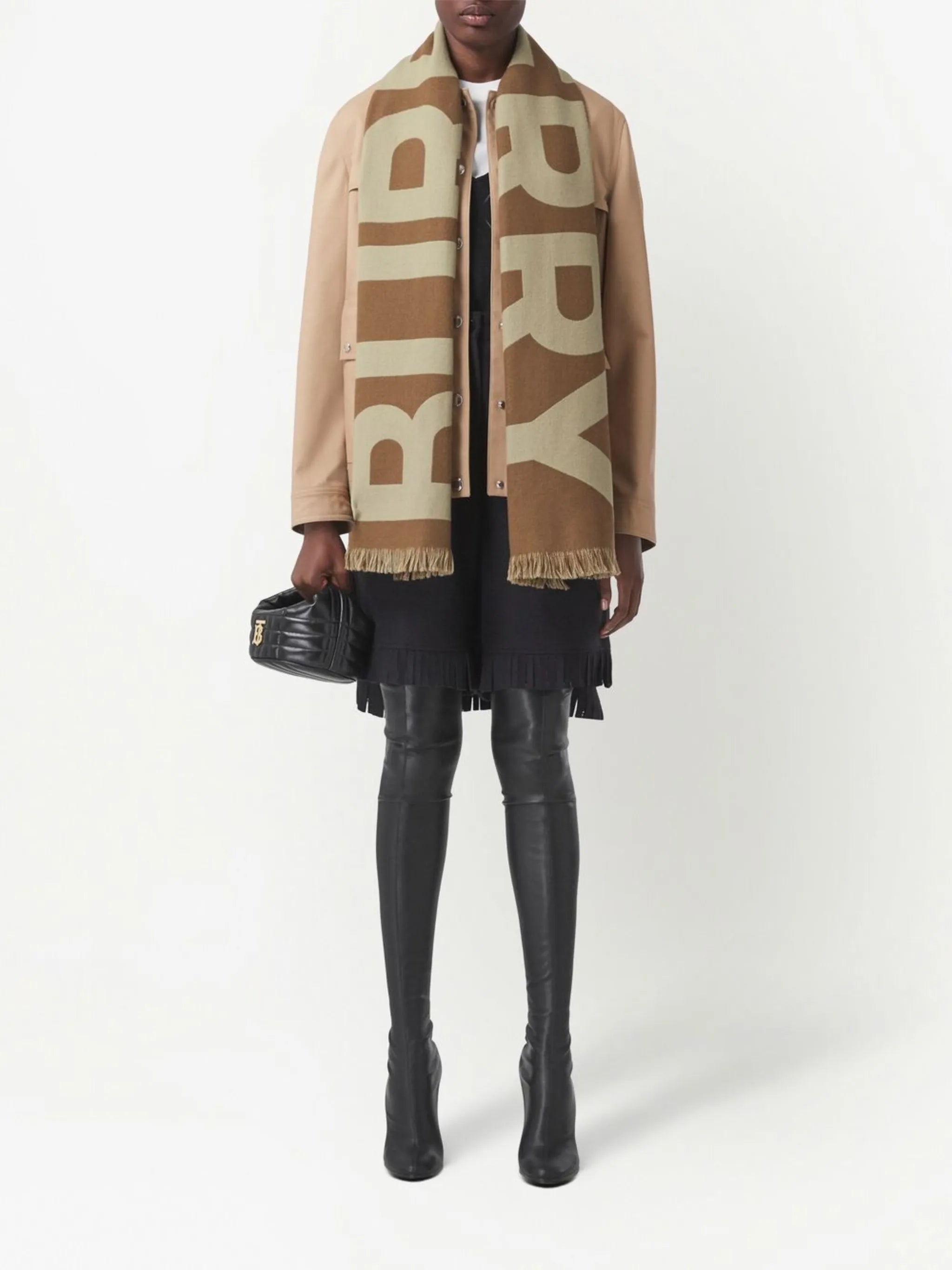 logo wool jacquard scarf