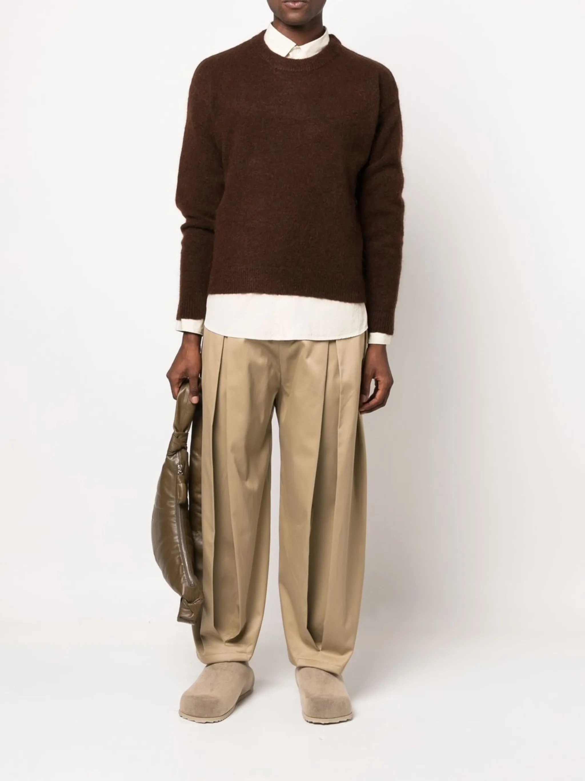 box-pleat wide-leg trousers