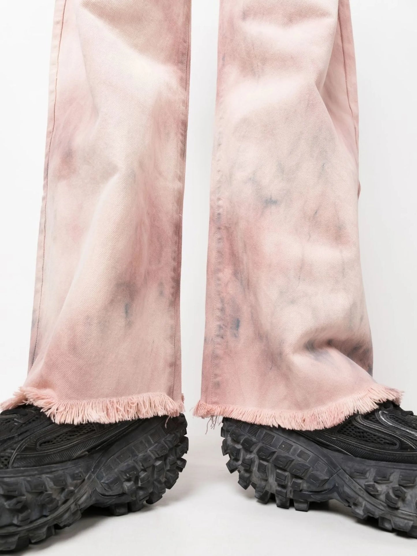 tie-dye print wide leg jeans