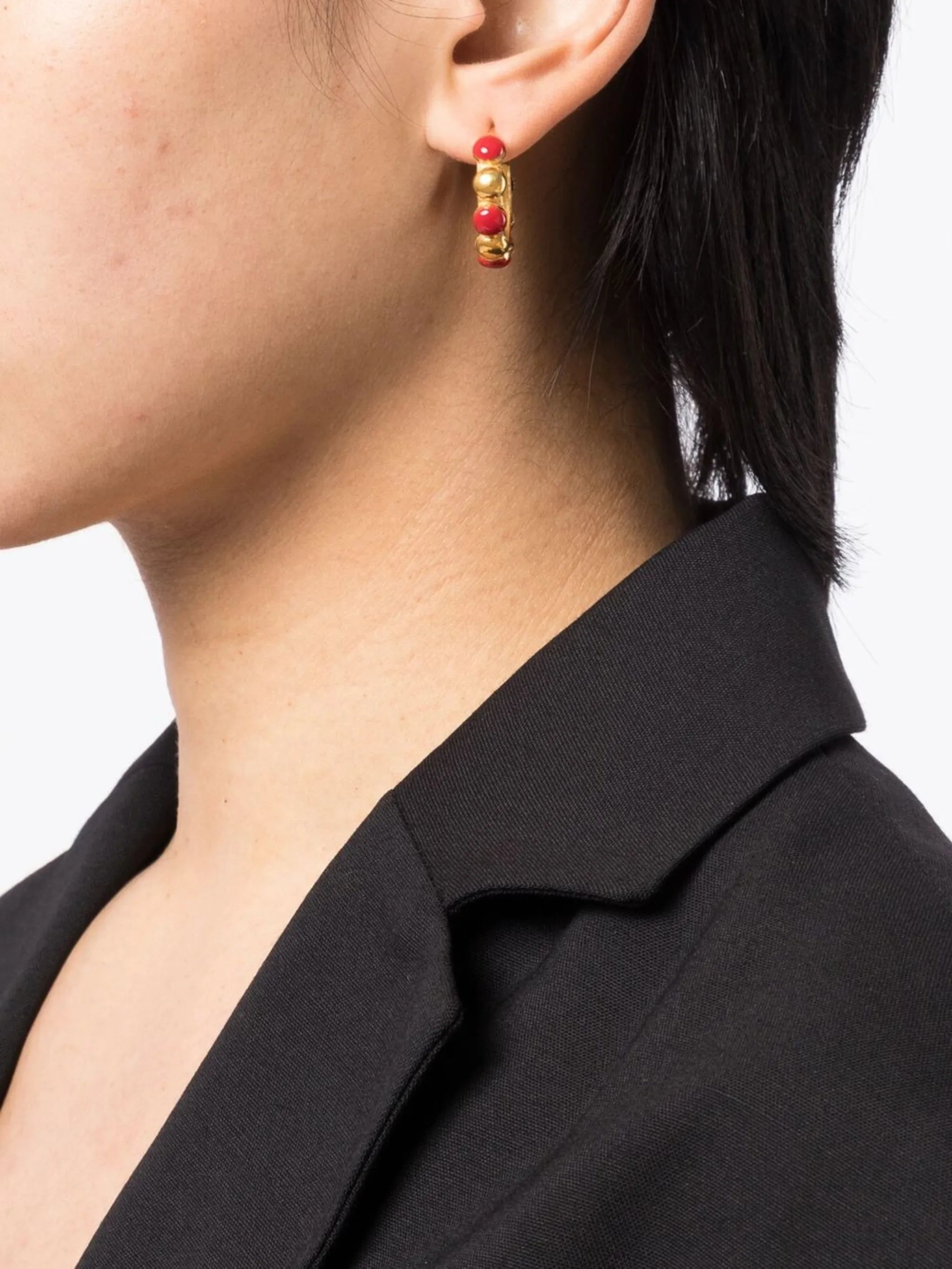 enamel-detail hoop earrings