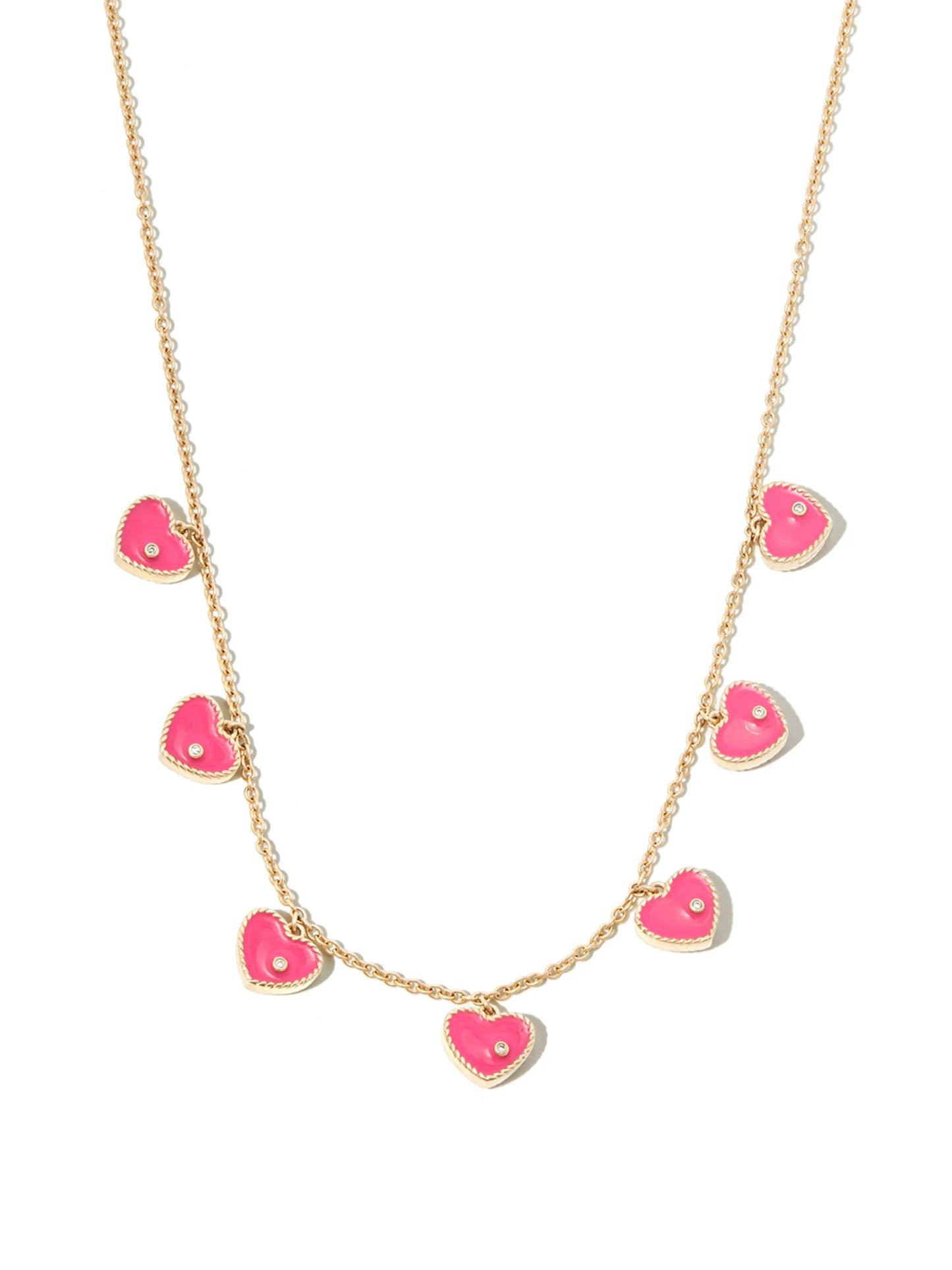 9kt yellow gold enamel and diamond necklace