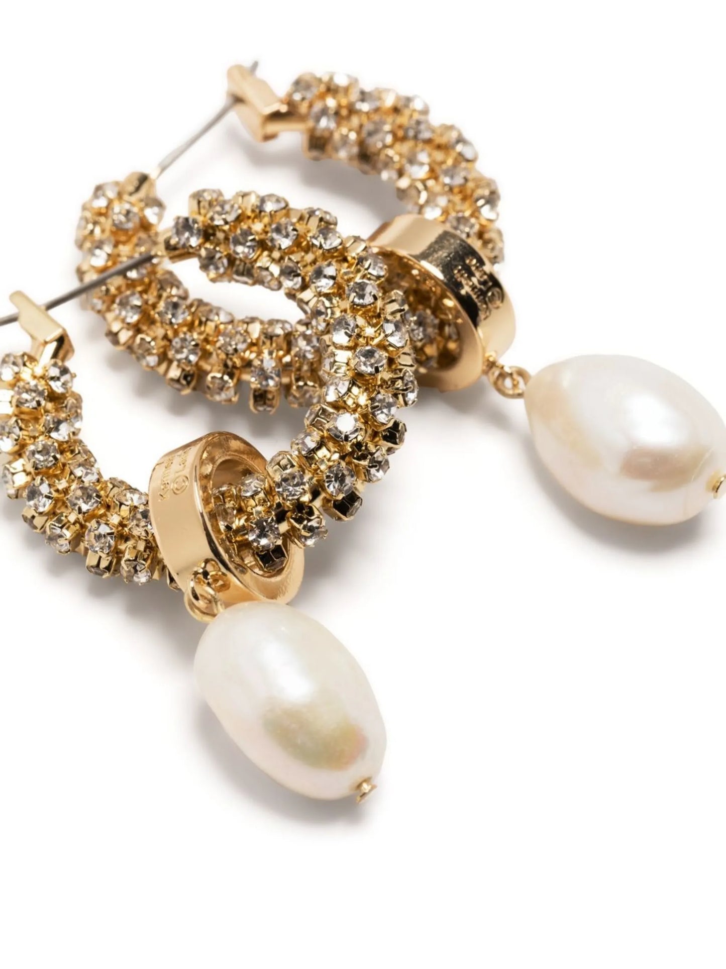 pearl-pendant hoop earrings
