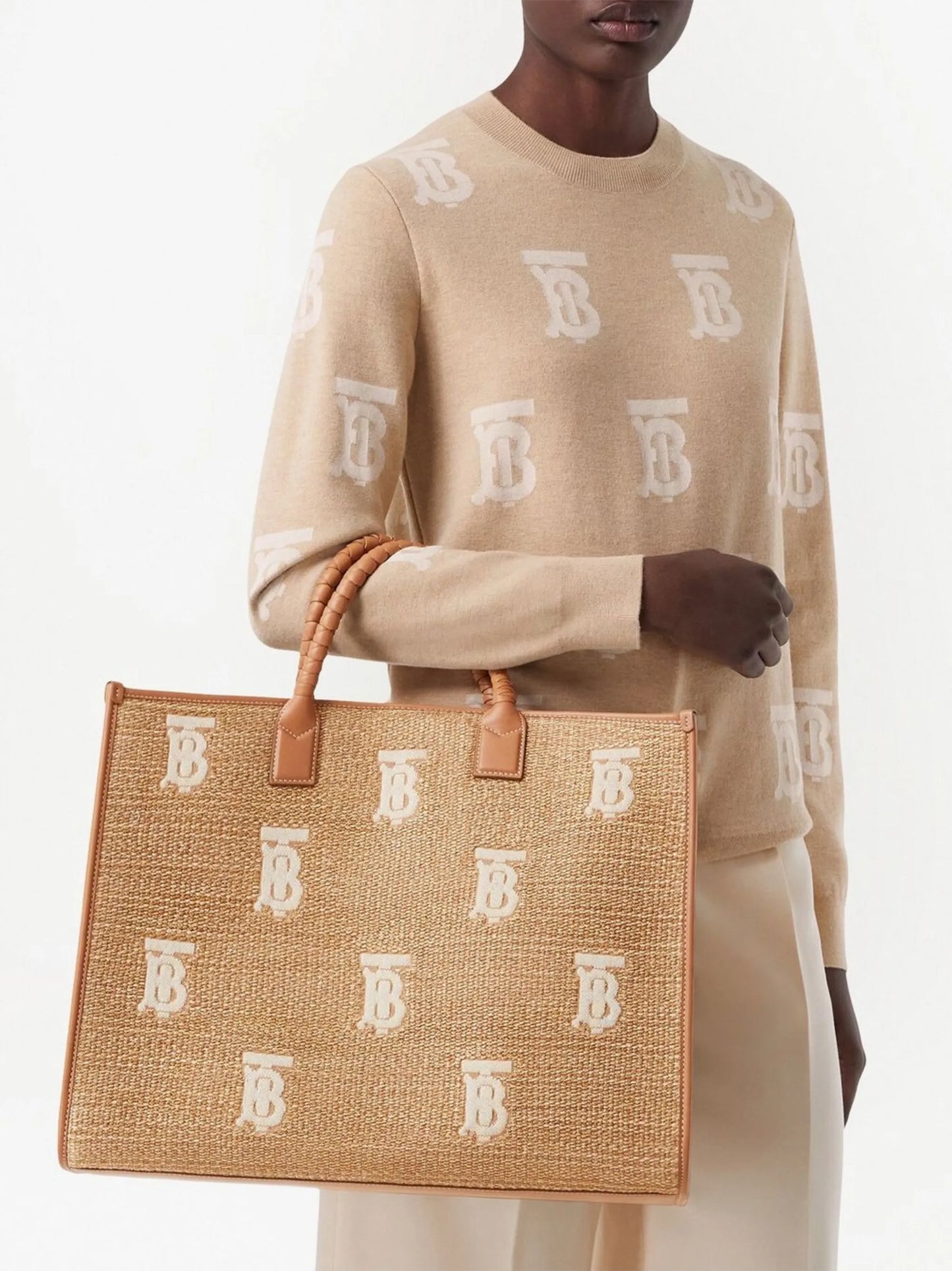 large embroidered monogram tote bag