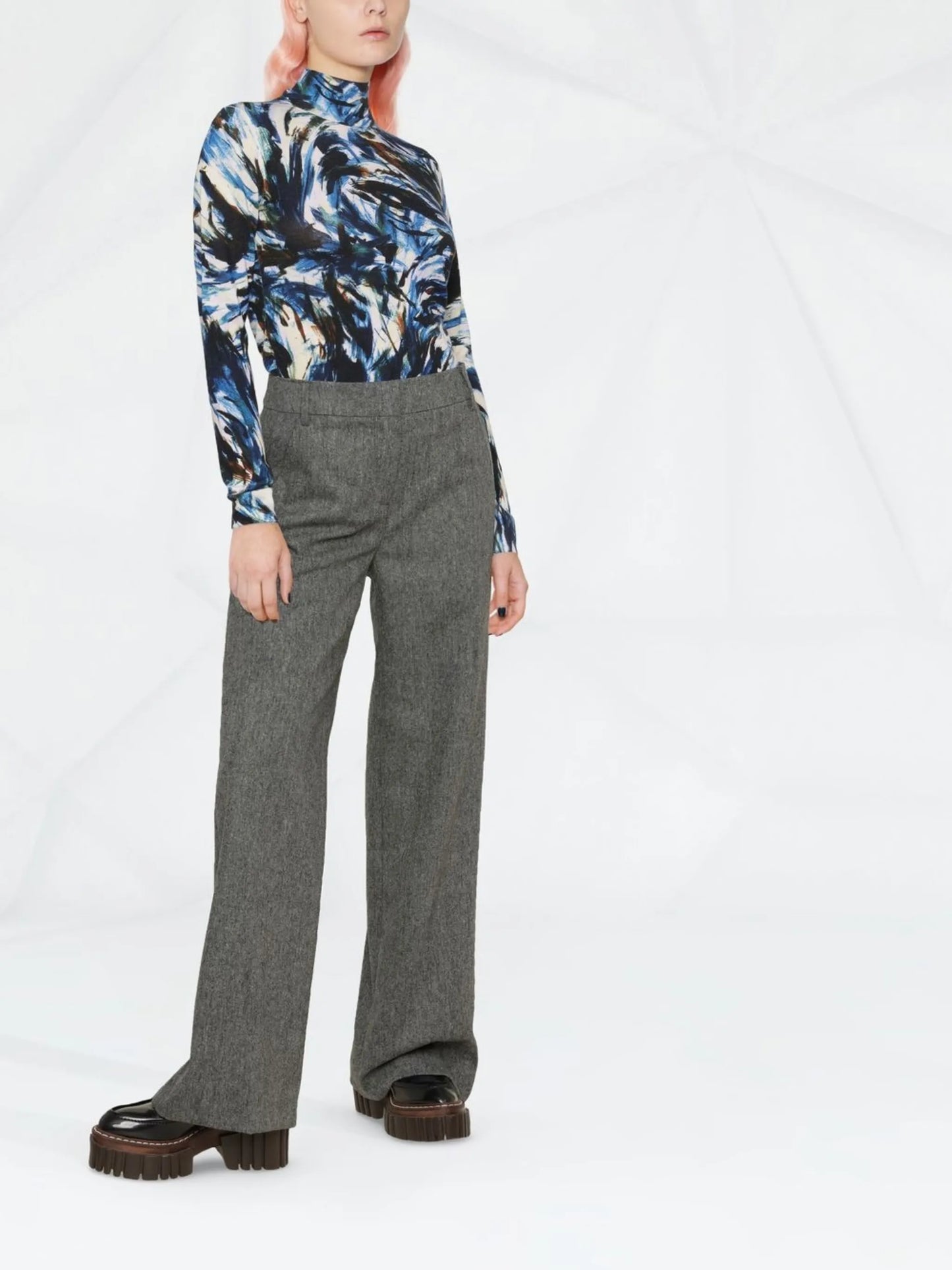 high-waisted tailored trousers