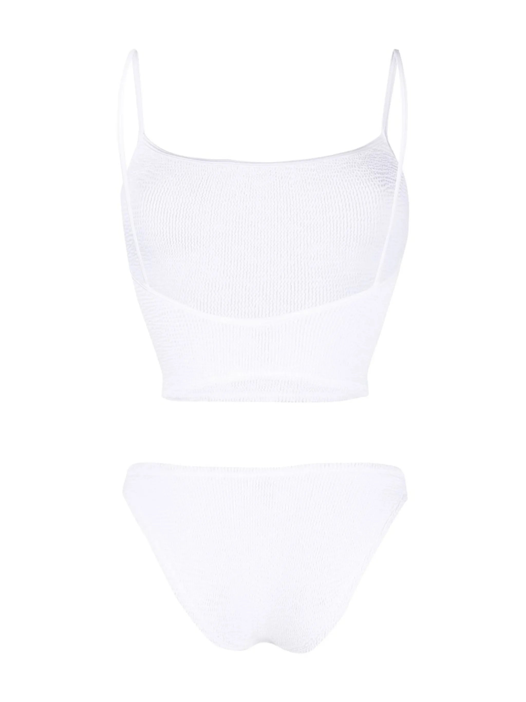 Strap crinkle-knit tankini