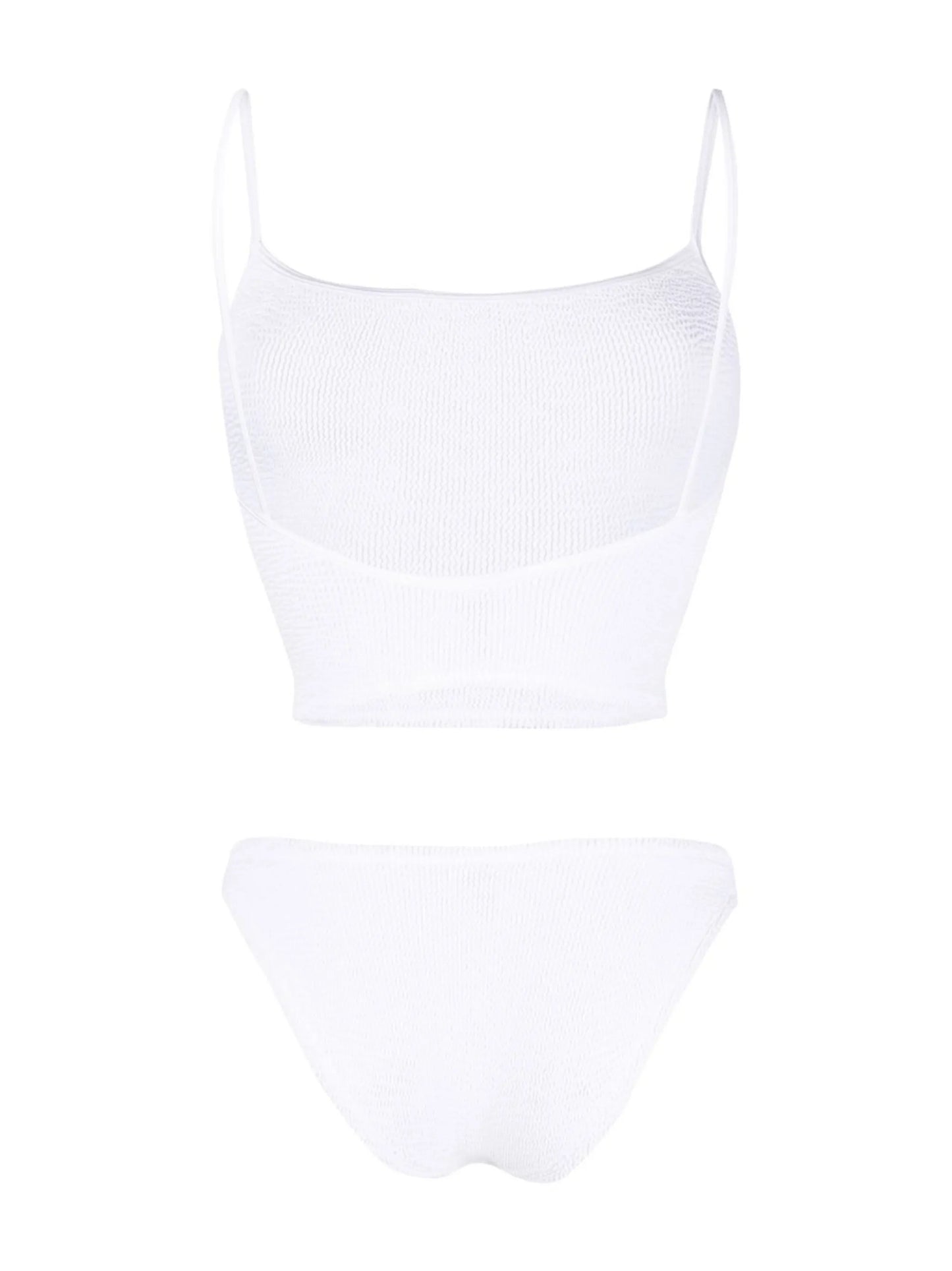 Strap crinkle-knit tankini