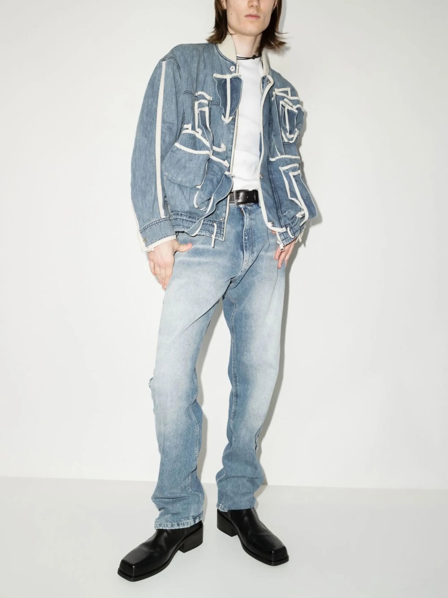 contrast-trim denim jacket