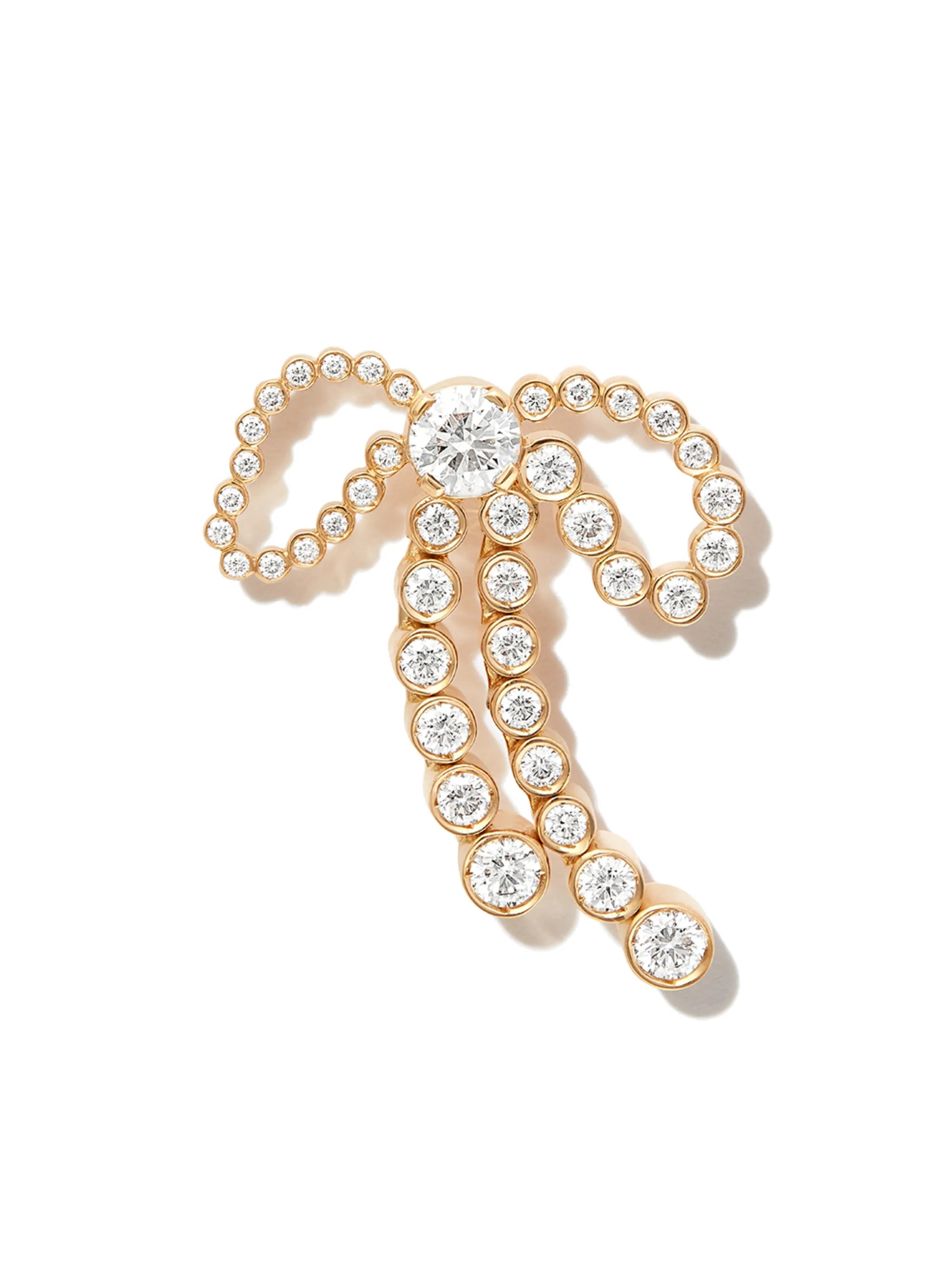 18kt yellow gold bow diamond stud earrings