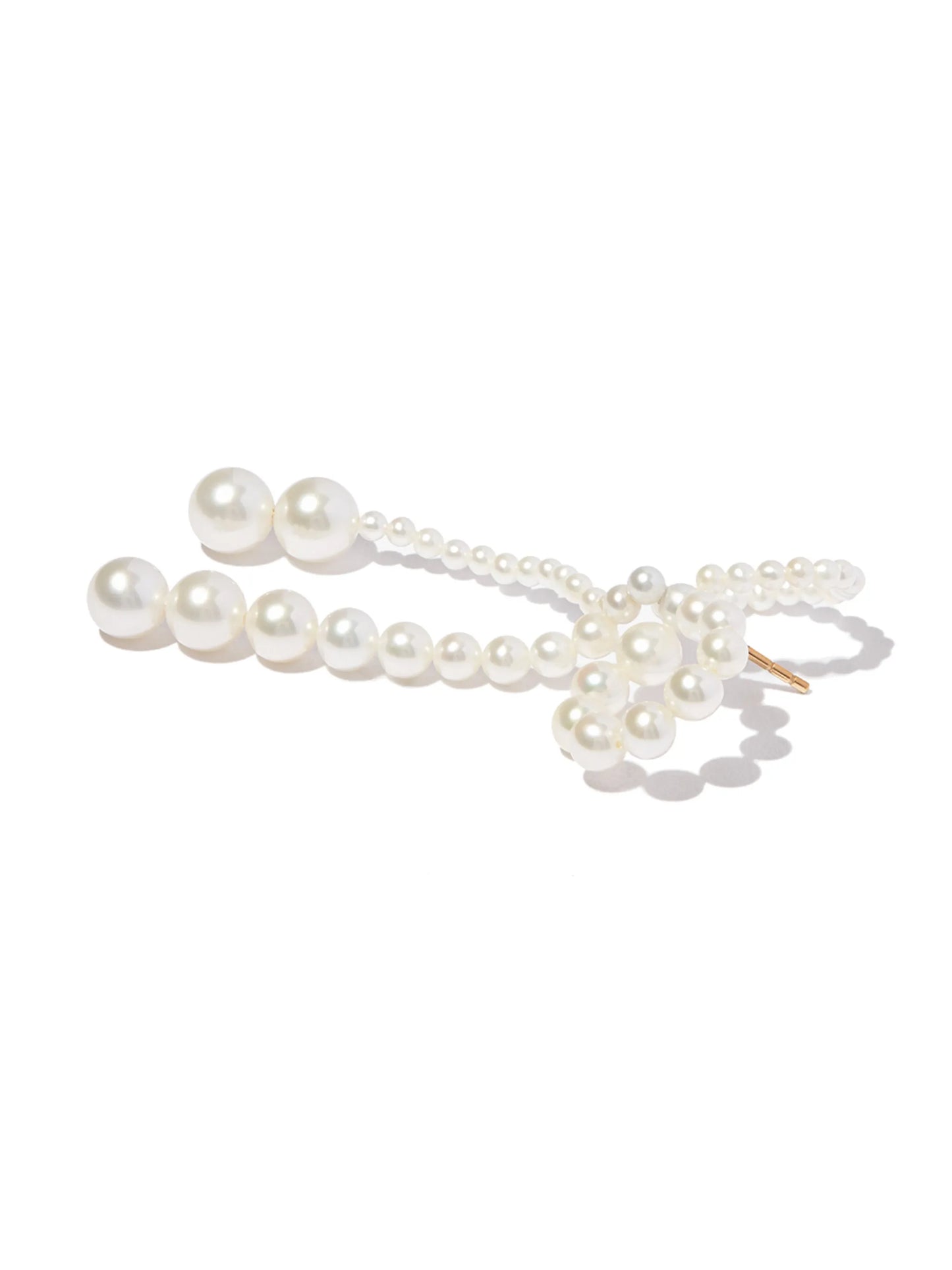 14kt yellow gold bow pearl earrings