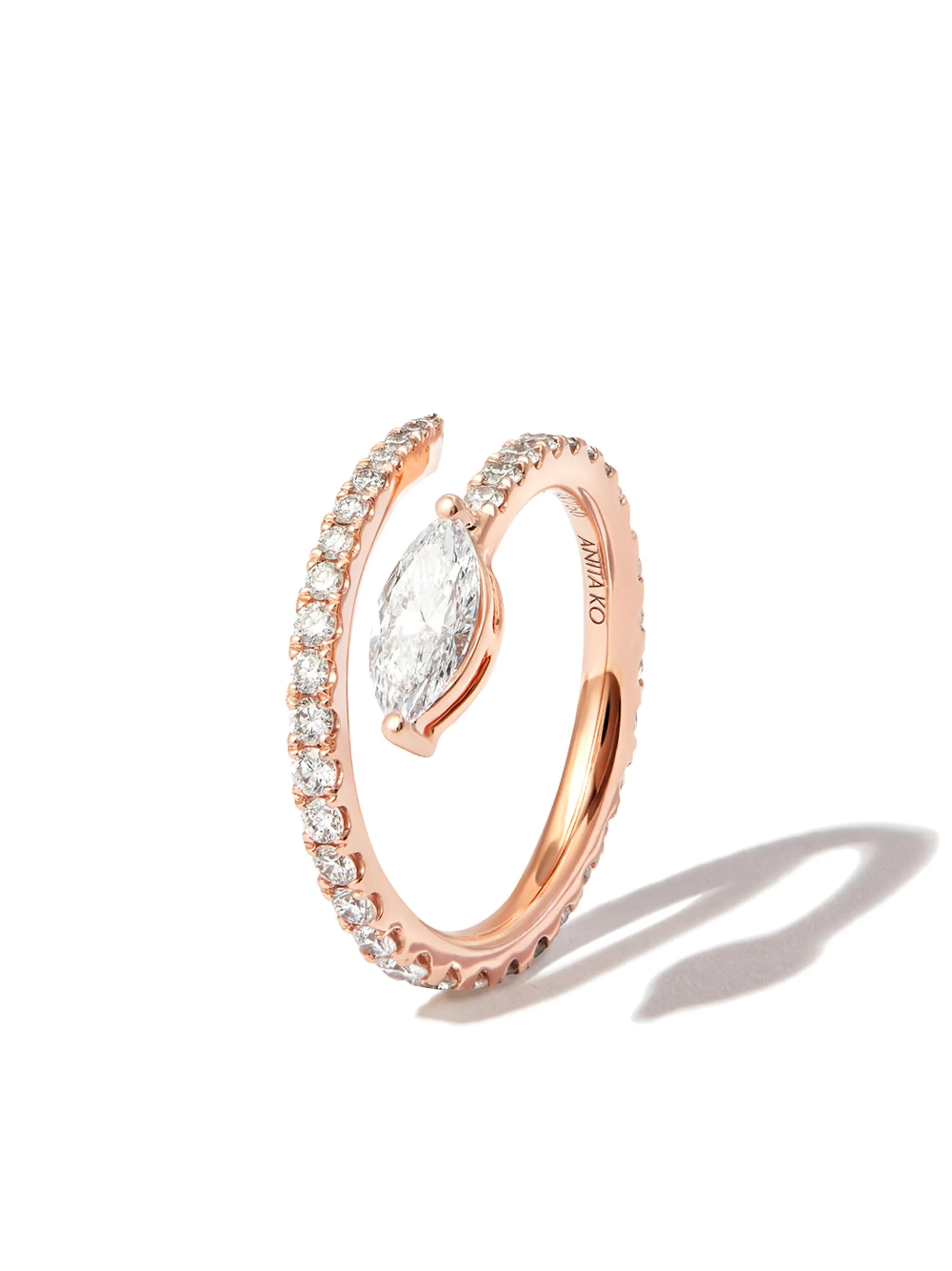 18kt rose gold Two Row Coil diamond ring