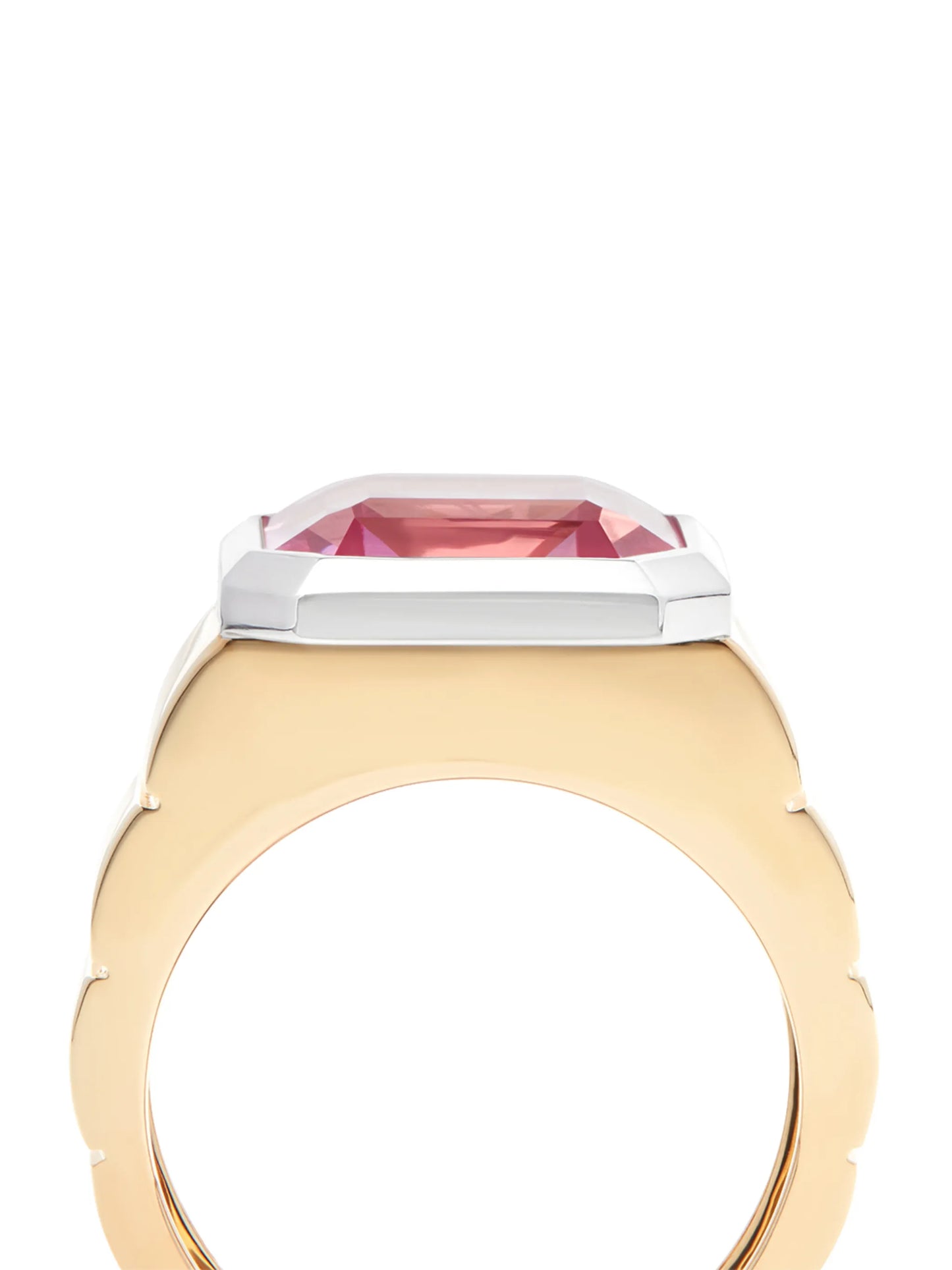 9kt yellow and white gold Chevaliere Princesse crystal signet ring