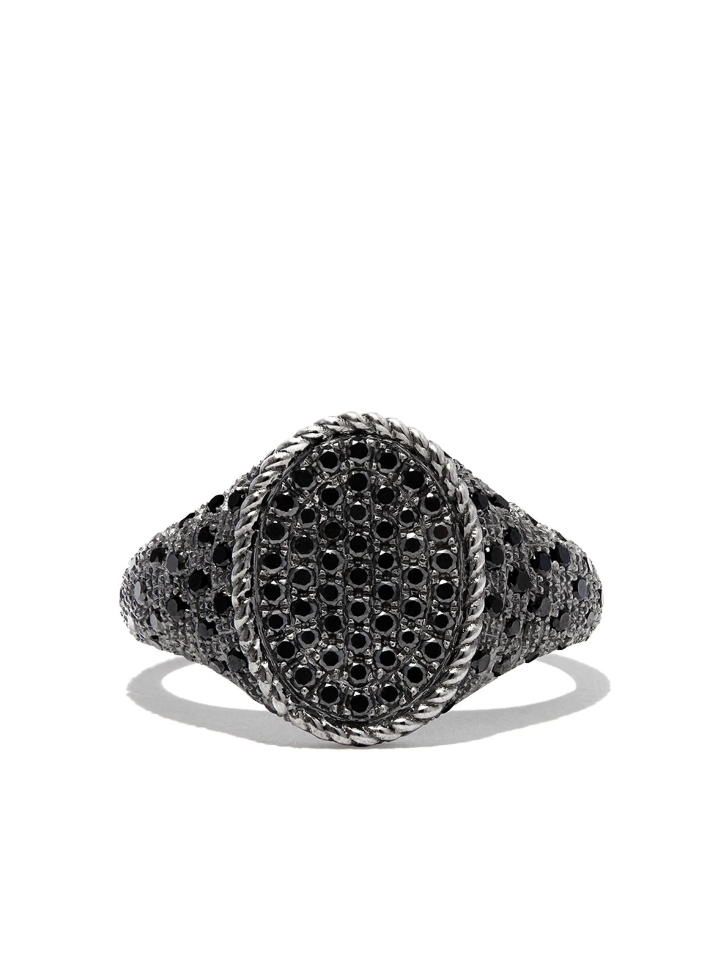 18kt white gold Oval diamond signet ring
