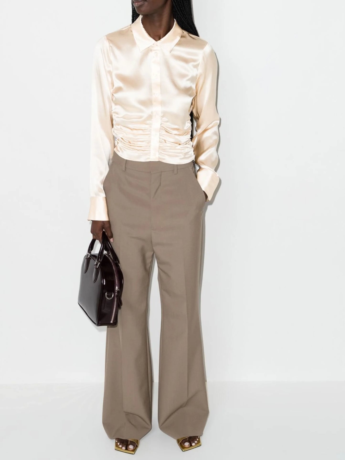 Kendall ruched silk shirt