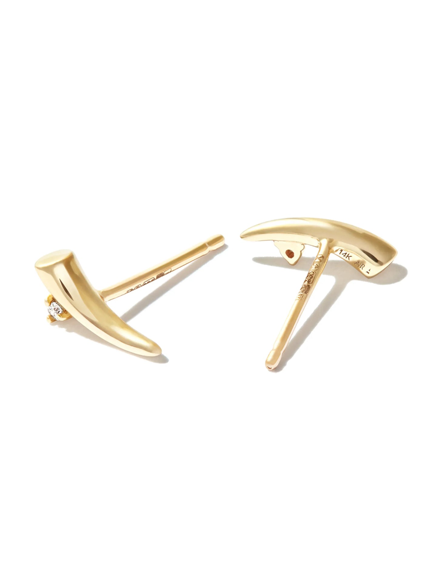 14kt yellow gold thorn diamond stud earrings