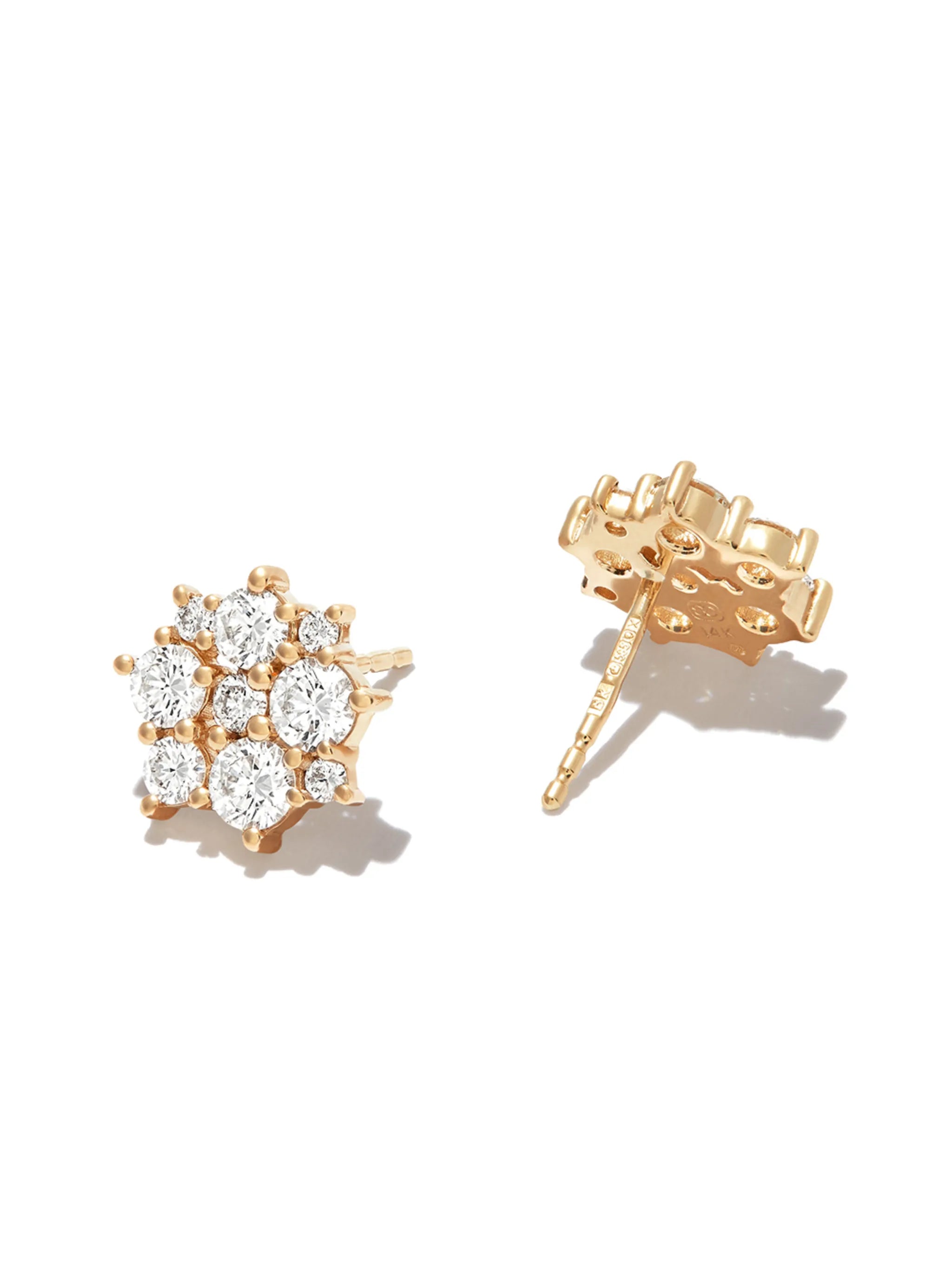 14kt yellow gold Cocktail Disc diamond stud earrings