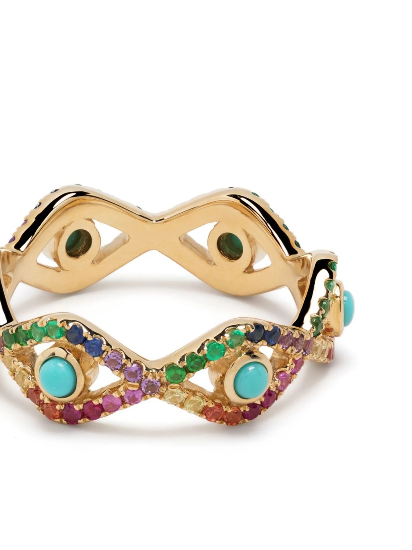 14kt yellow gold Rainbow Evil Eye Eternity multi-stone ring