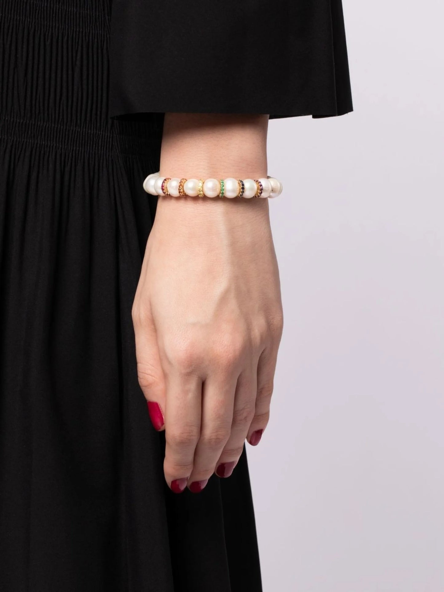 14kt yellow gold multi-stone pearl bracelet