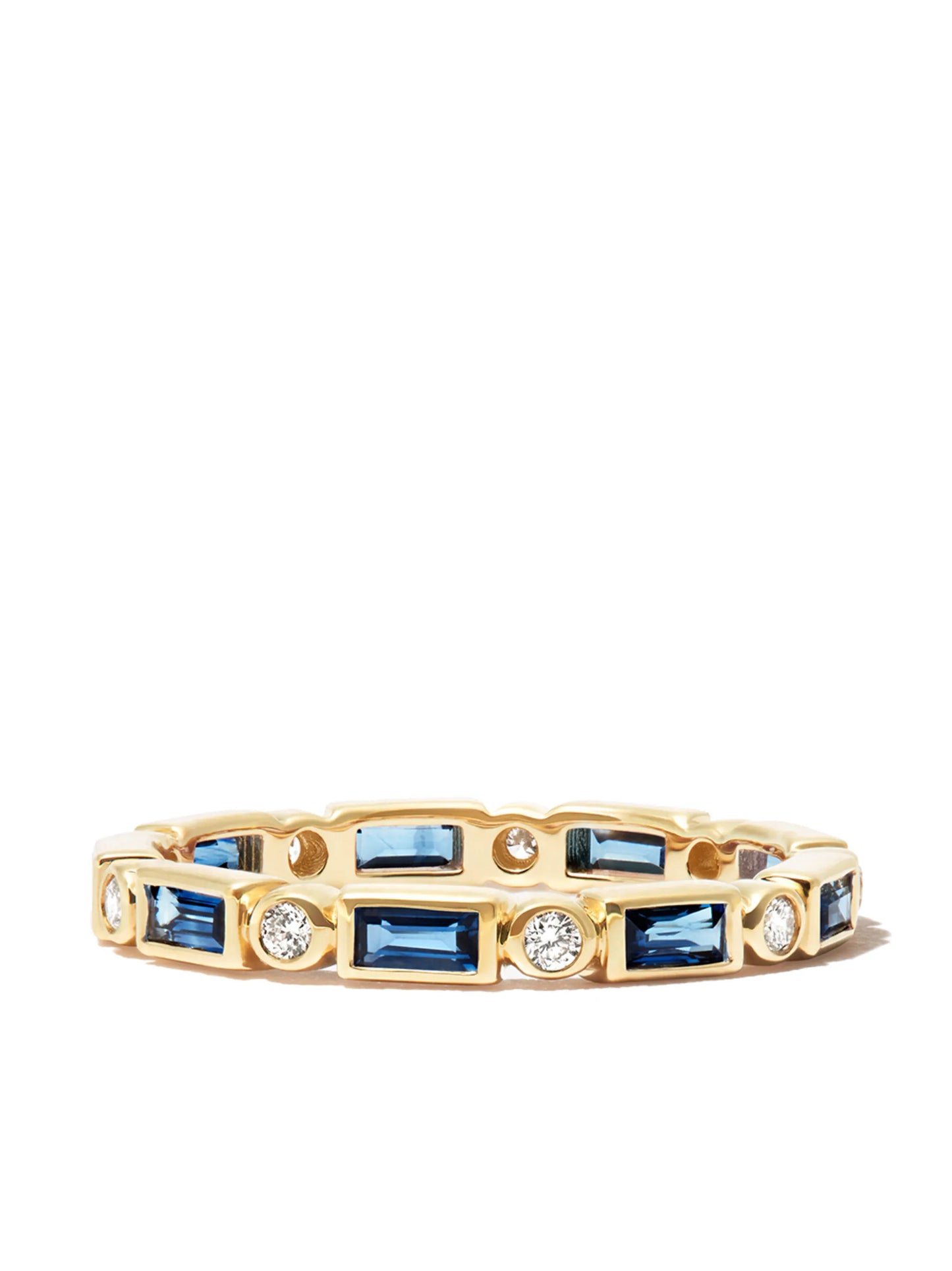 14kt yellow gold sapphire and diamond eternity ring
