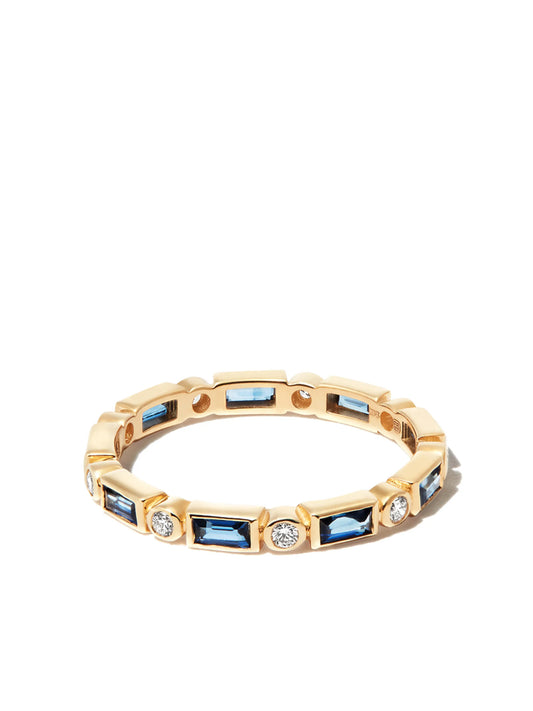 14kt yellow gold sapphire and diamond eternity ring