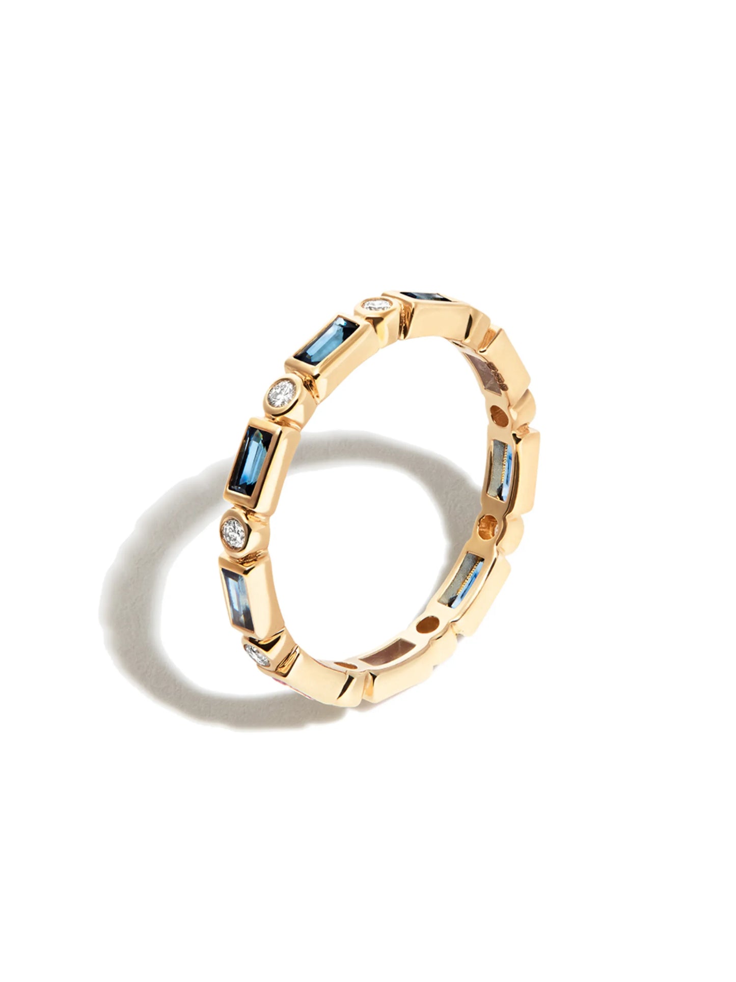 14kt yellow gold sapphire and diamond eternity ring