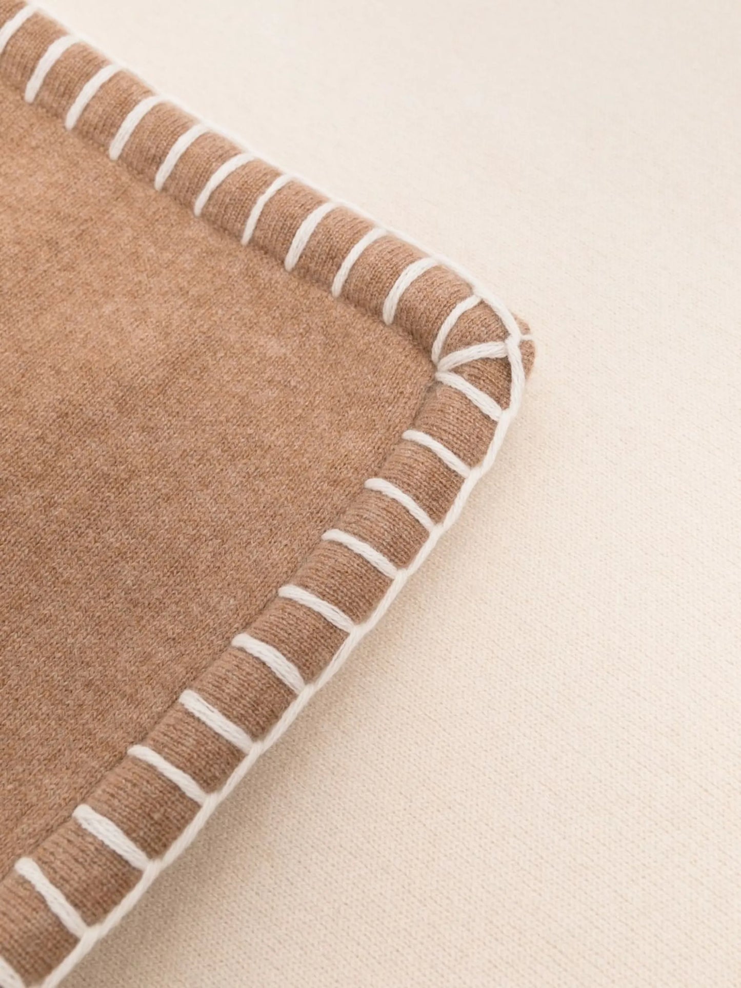 stitched-edge cashmere pillow case