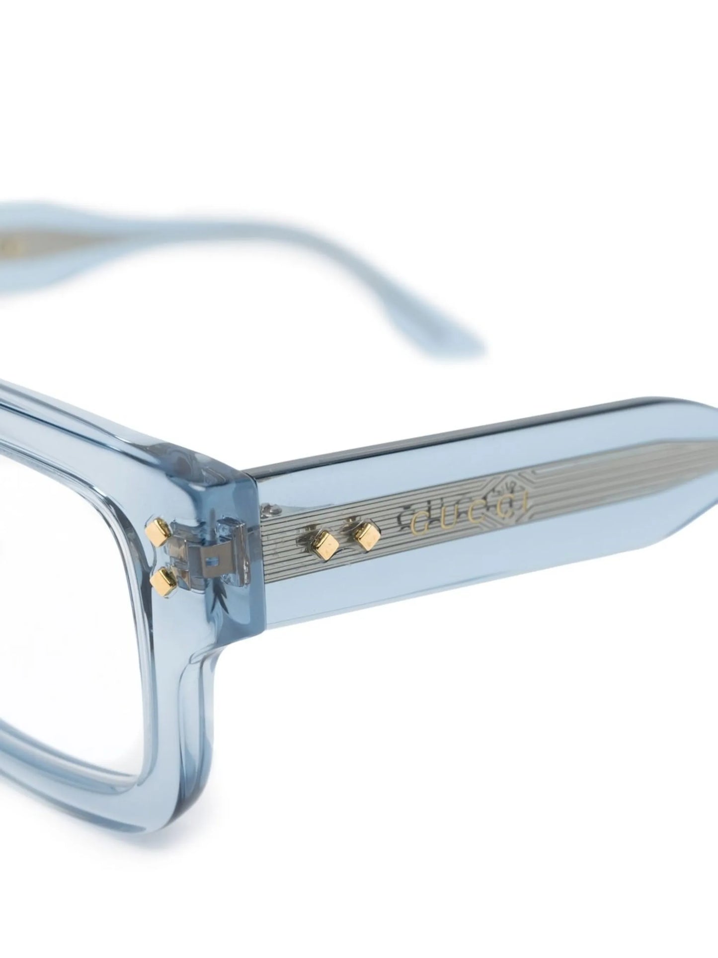 transparent rectangular-frame glasses