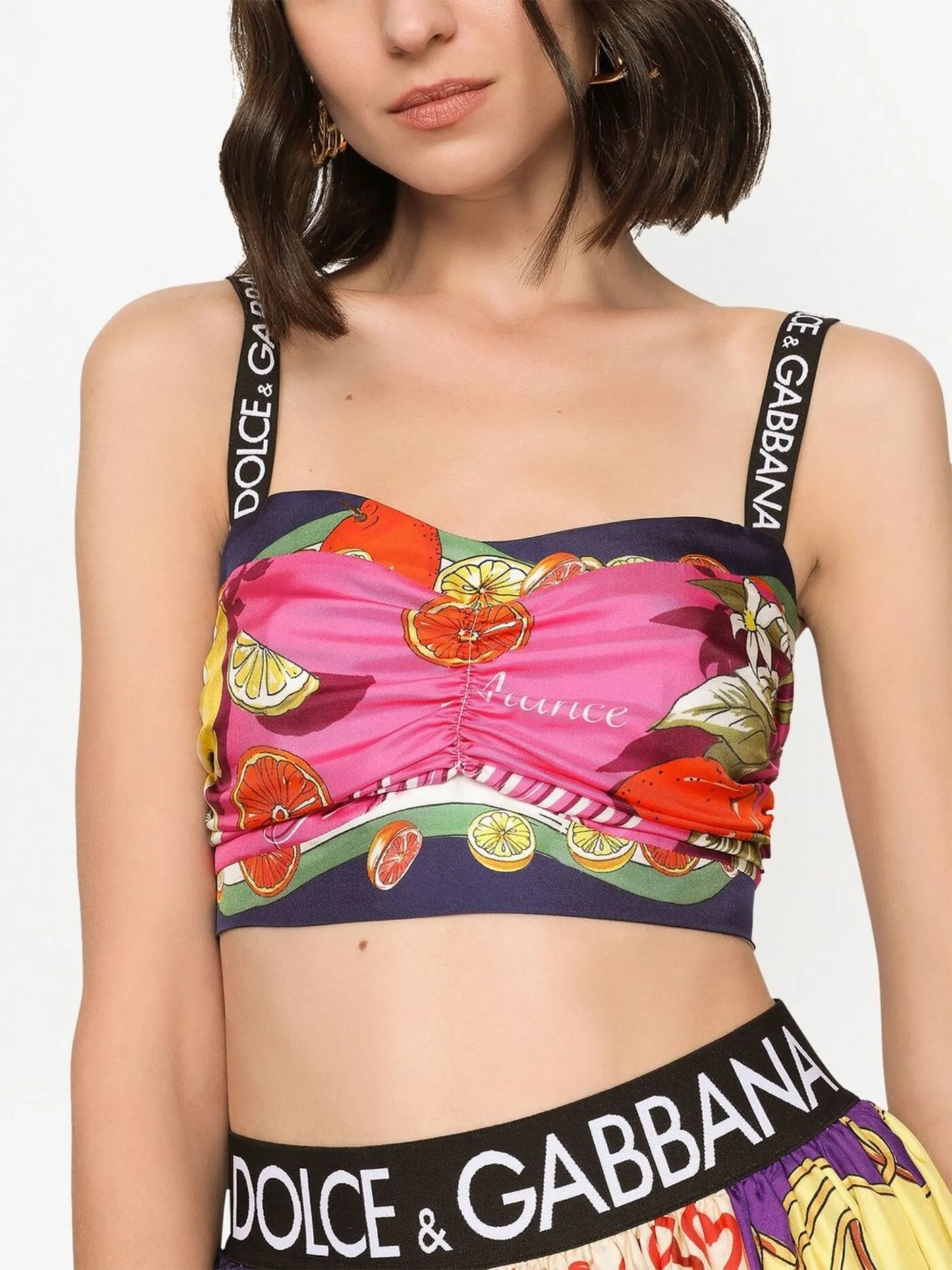 fruit-print silk top