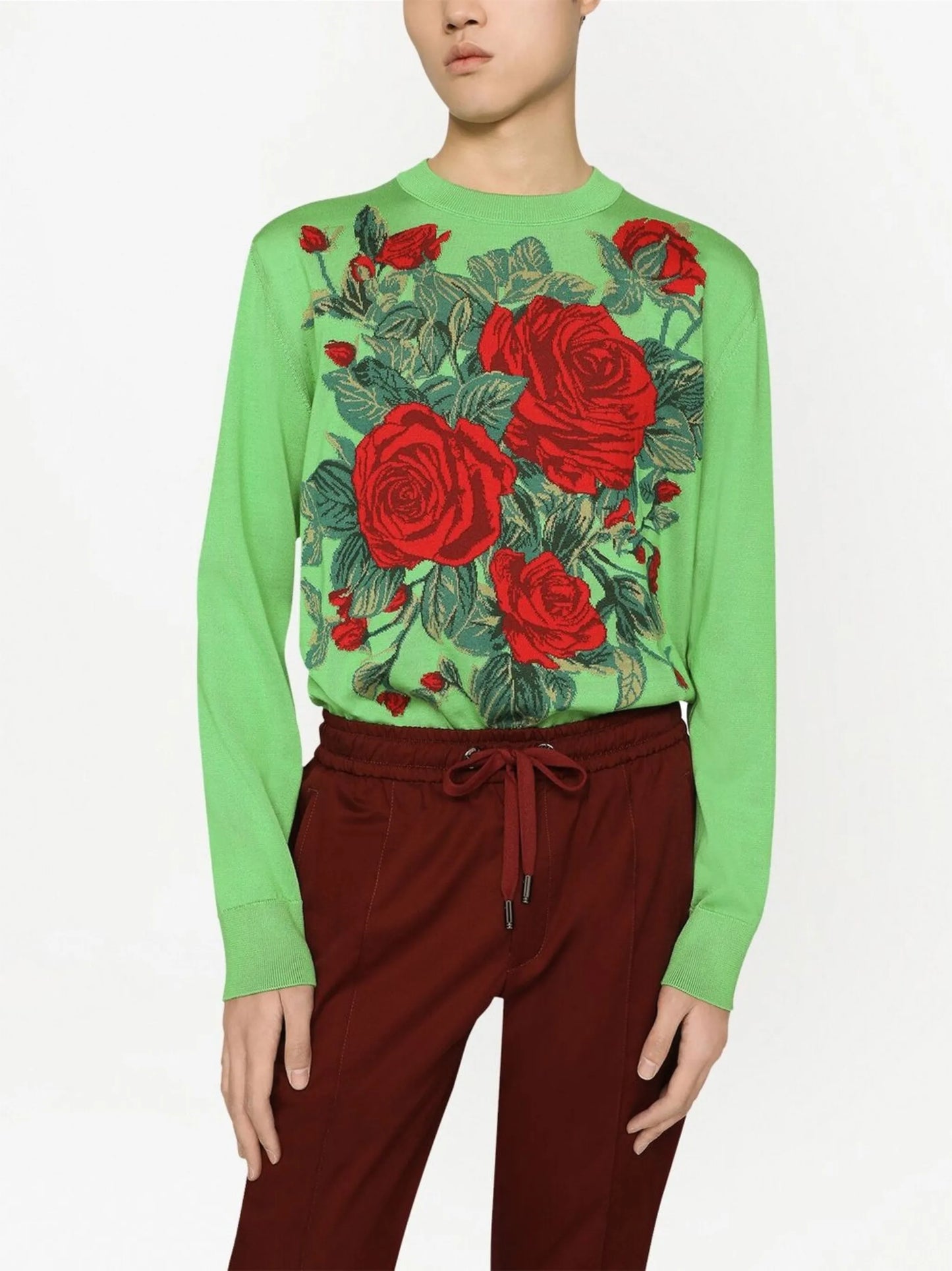floral-jacquard silk jumper