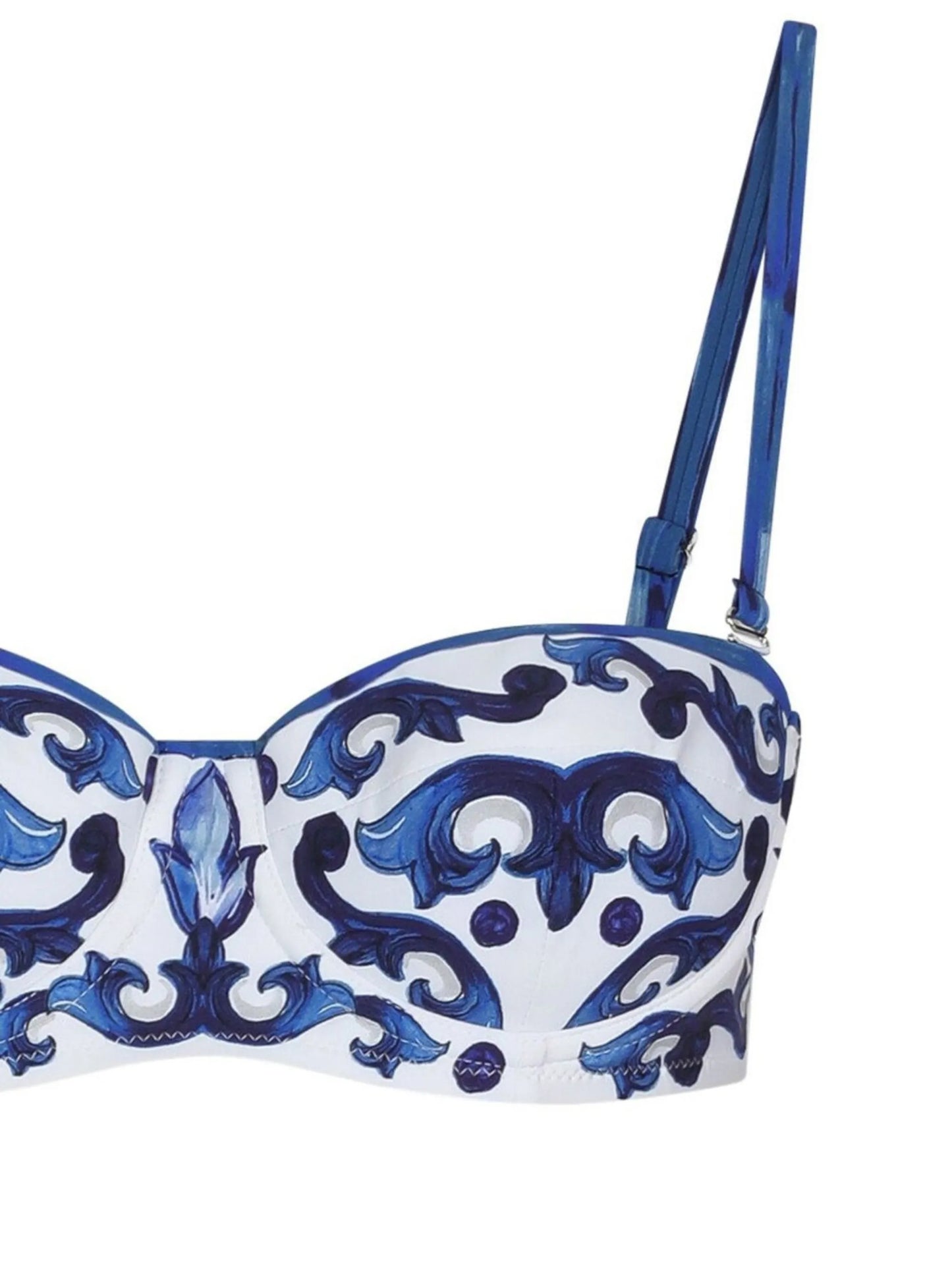 Majolica-print balconette bikini