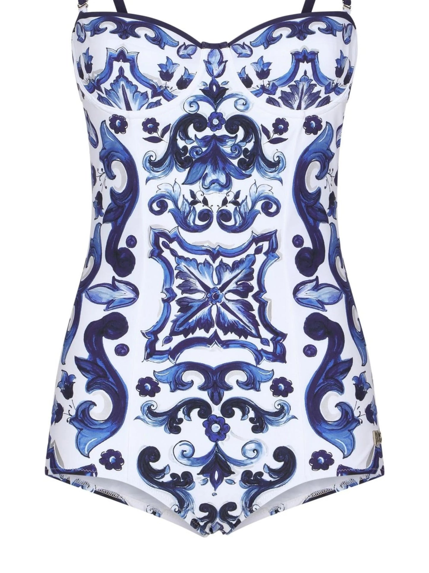 Majolica-print balconette swimsuit